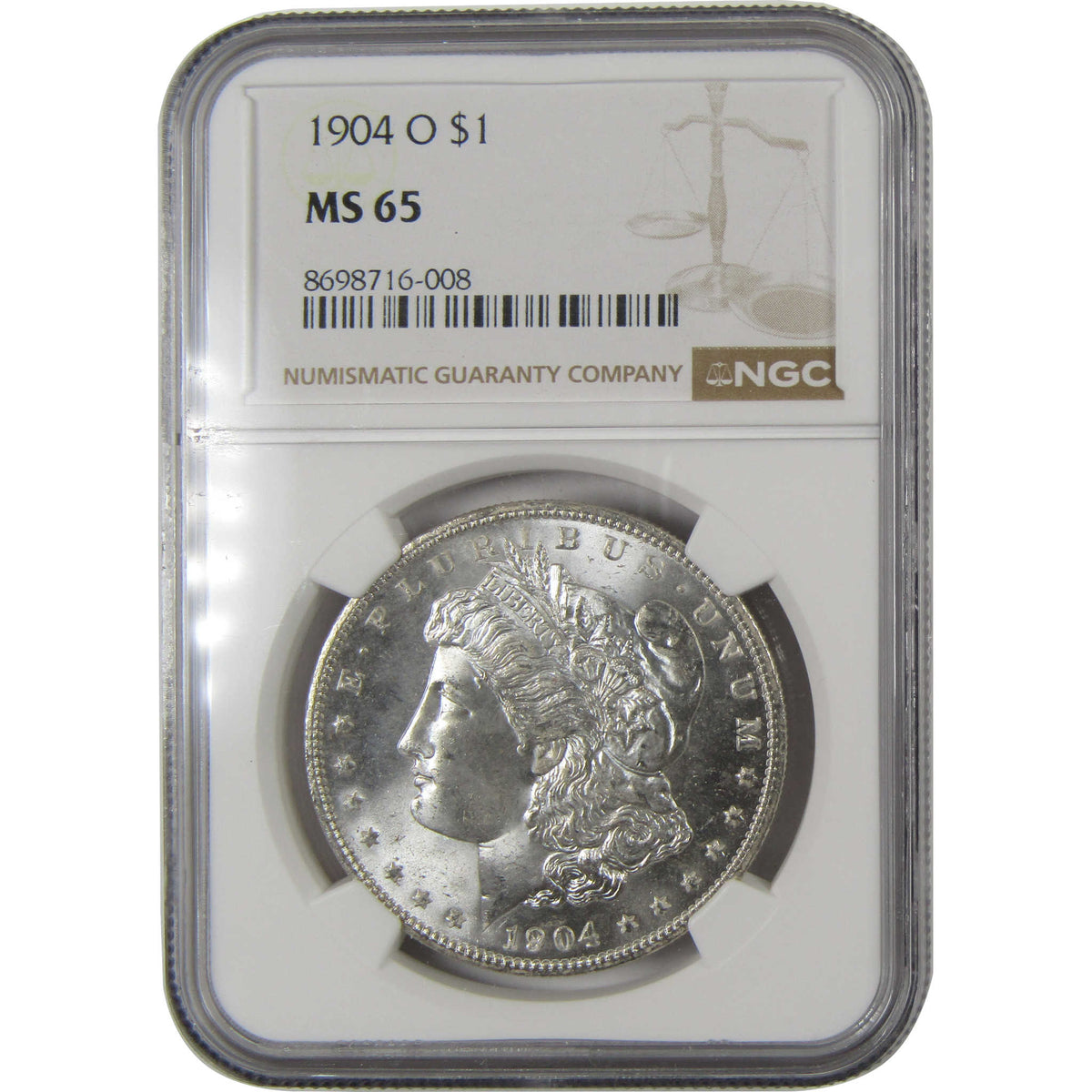 1904 O Morgan Silver Dollar MS 65 NGC Uncirculated $1 Coin Collectible