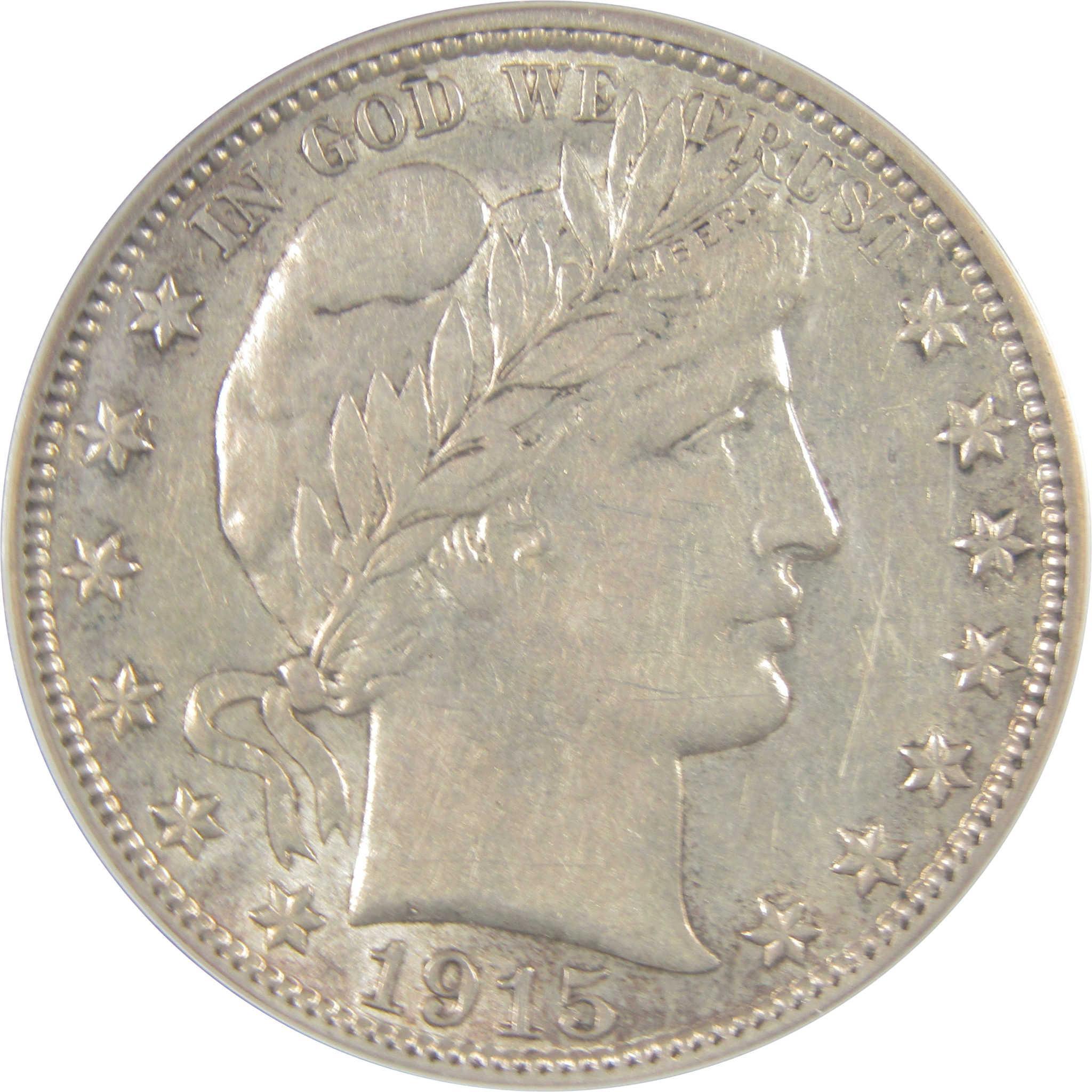 1915 D Barber Silver Half Dollar EF 45 ANACS 50c Coin SKU:I24303