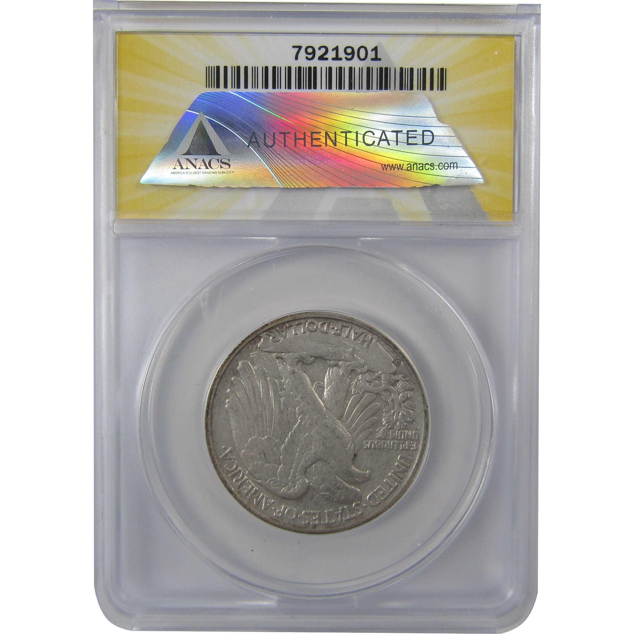 1938 D Liberty Walking Silver 50c EF 45 Details ANACS SKU:I24426