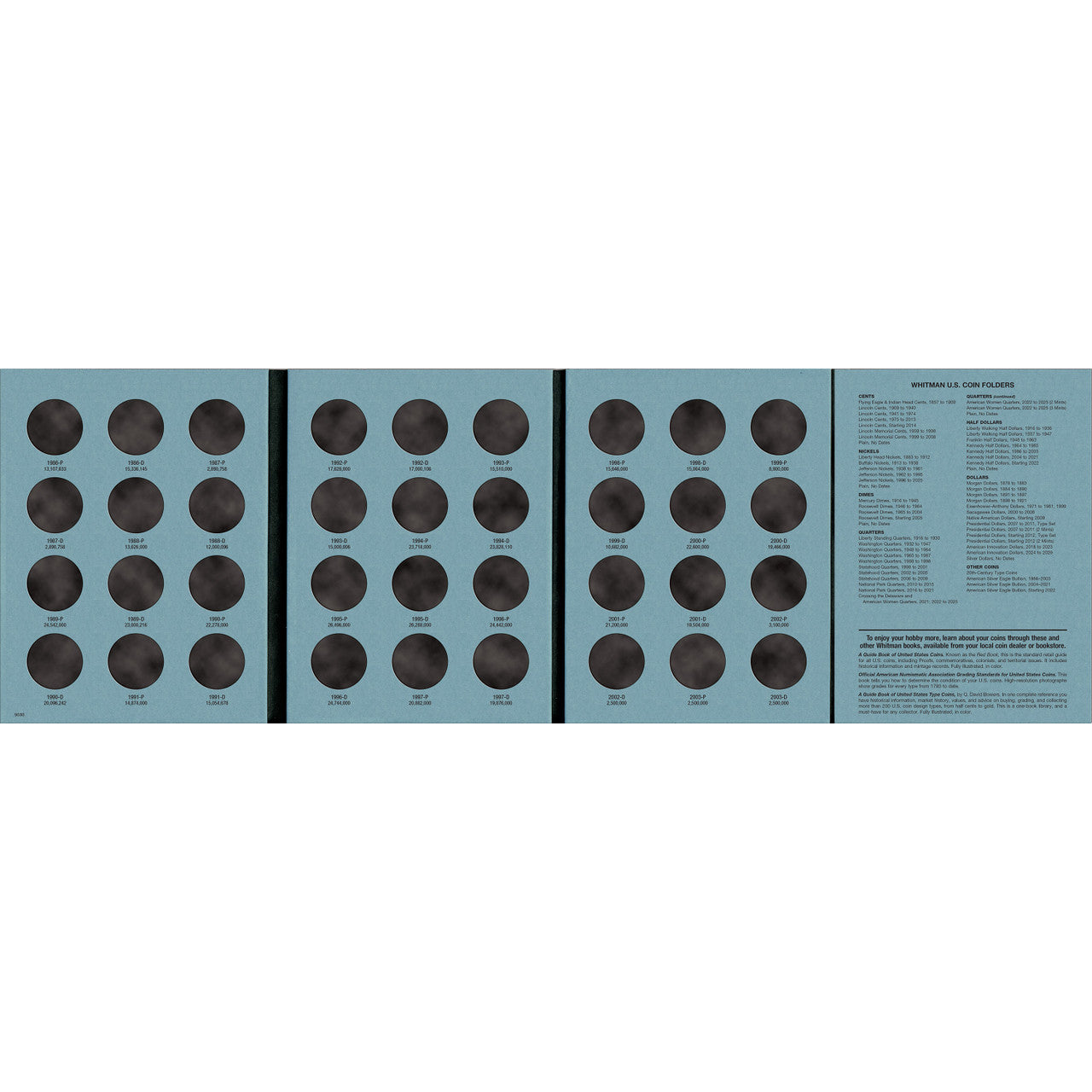 Whitman Kennedy Half Dollar Coin Folder Collection #2 1986-2003