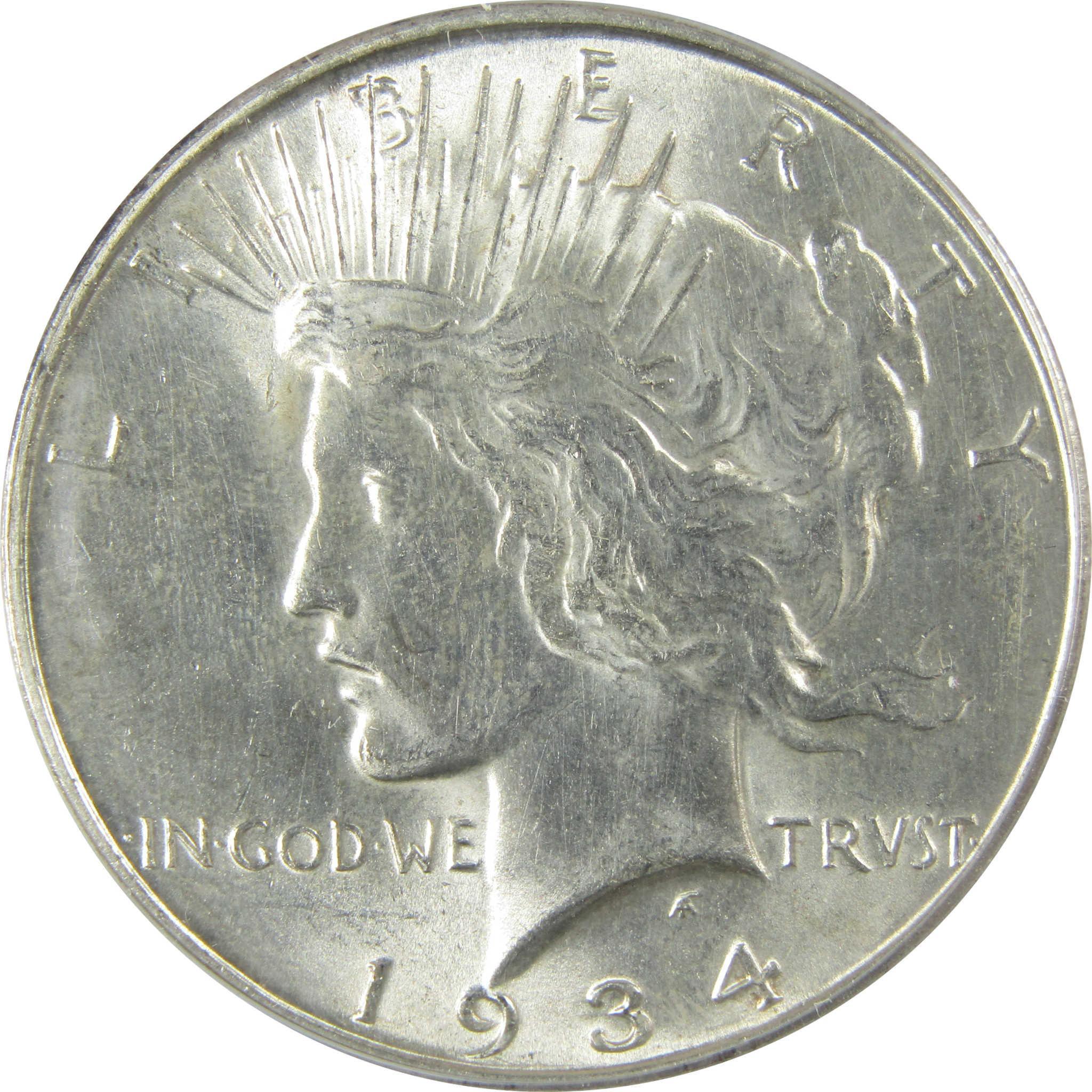 1934 D Peace Silver Dollar MS 60 Details ANACS Uncirculated SKU:CP588