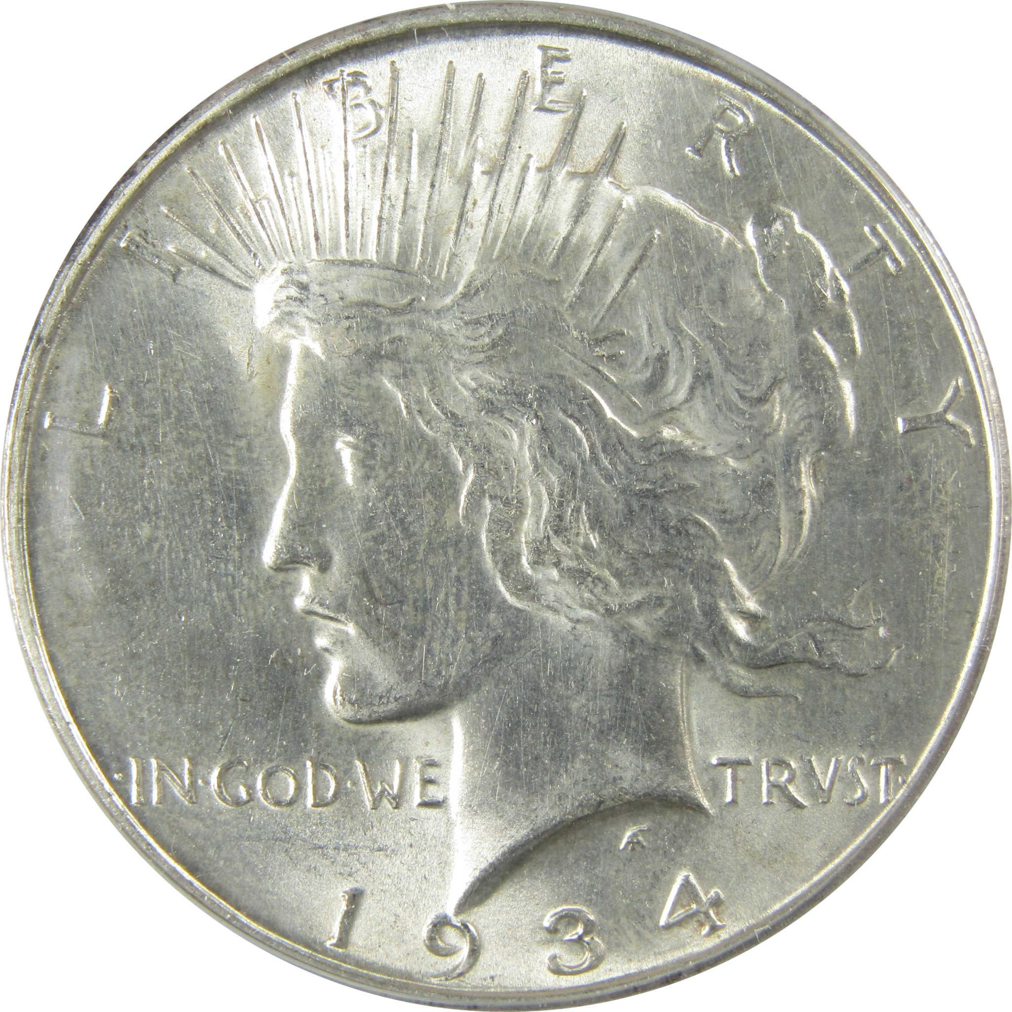 1934 D Peace Silver Dollar MS 60 Details ANACS Uncirculated SKU:CP588