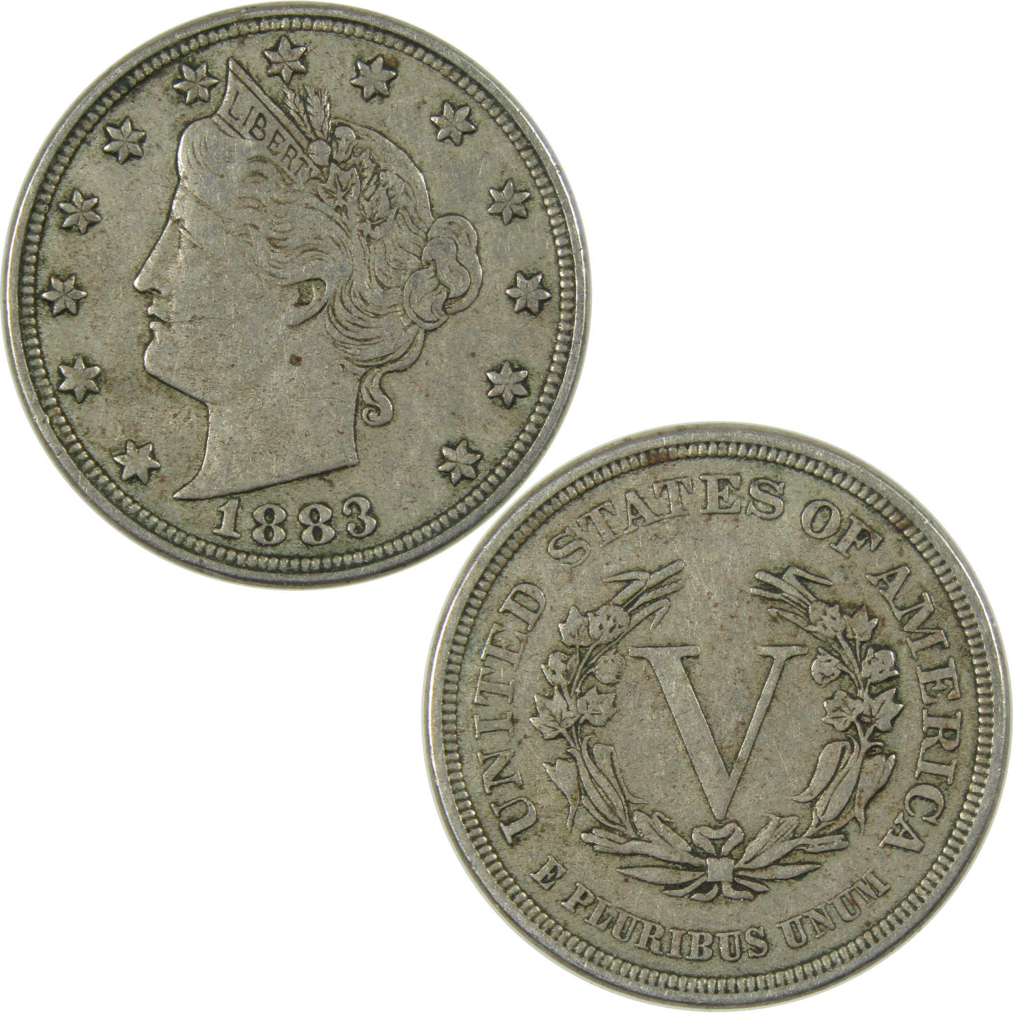 1883 No Cents Liberty Head V Nickel VF Very Fine 5c Coin SKU:I27236