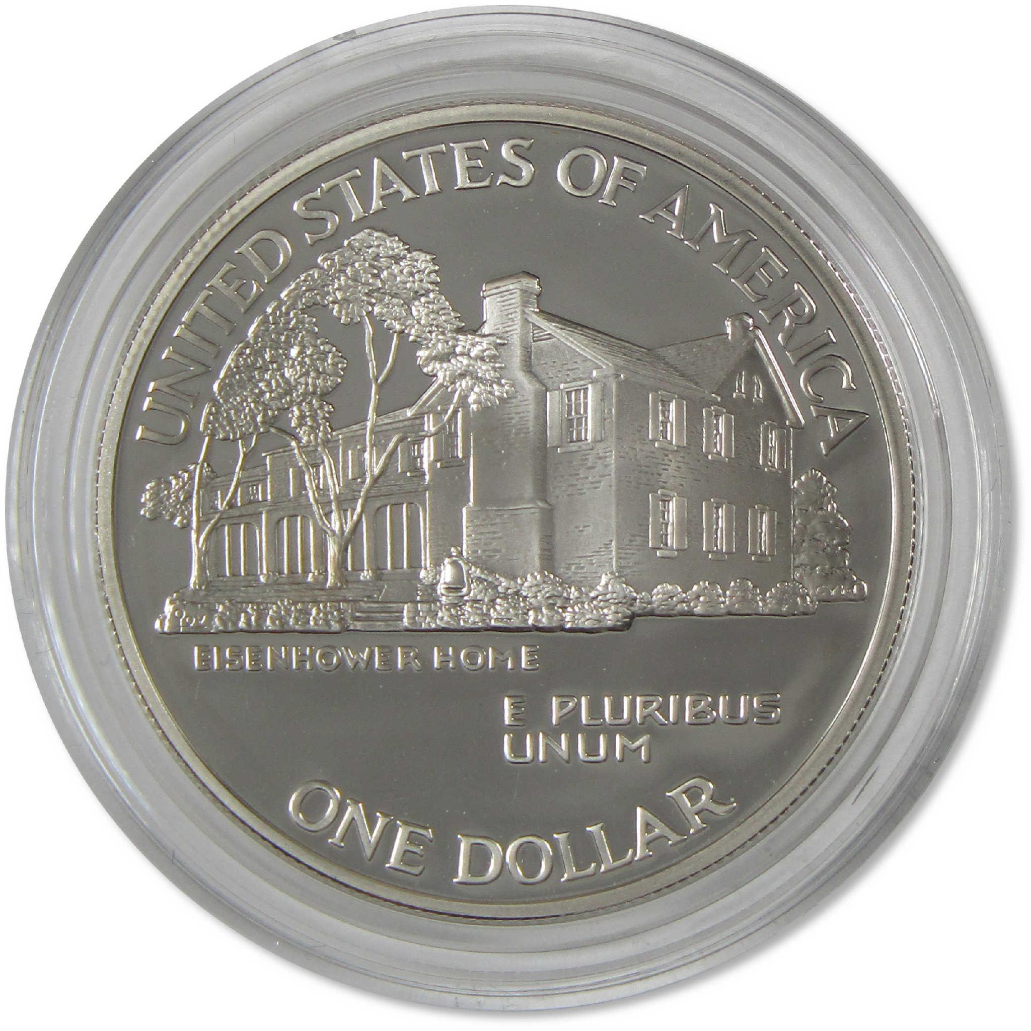 1990 P Eisenhower Centennial Commemorative Silver Dollar Proof OGP COA