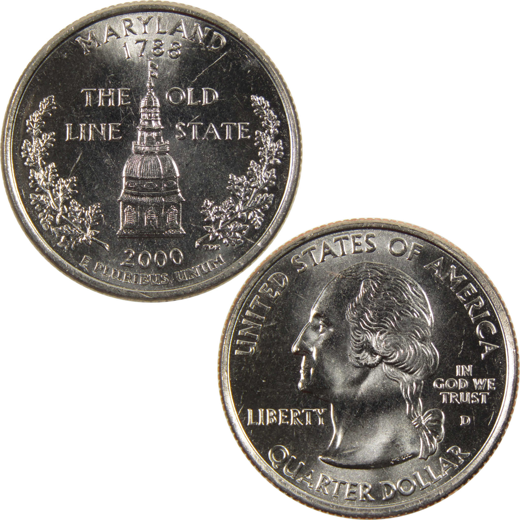 2000 D Maryland State Quarter BU Uncirculated Clad 25c Coin