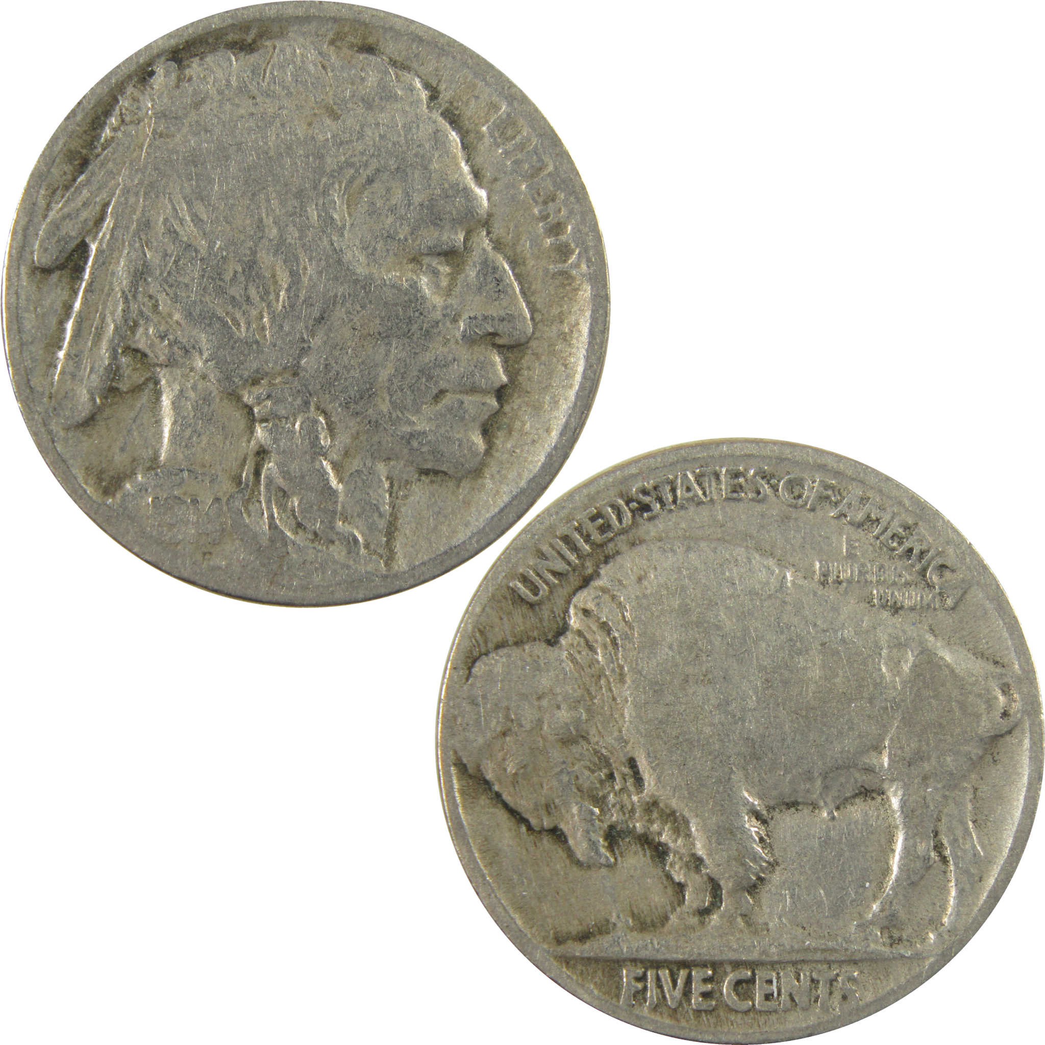 1914 Indian Head Buffalo Nickel F Fine 5c Coin SKU:I28217