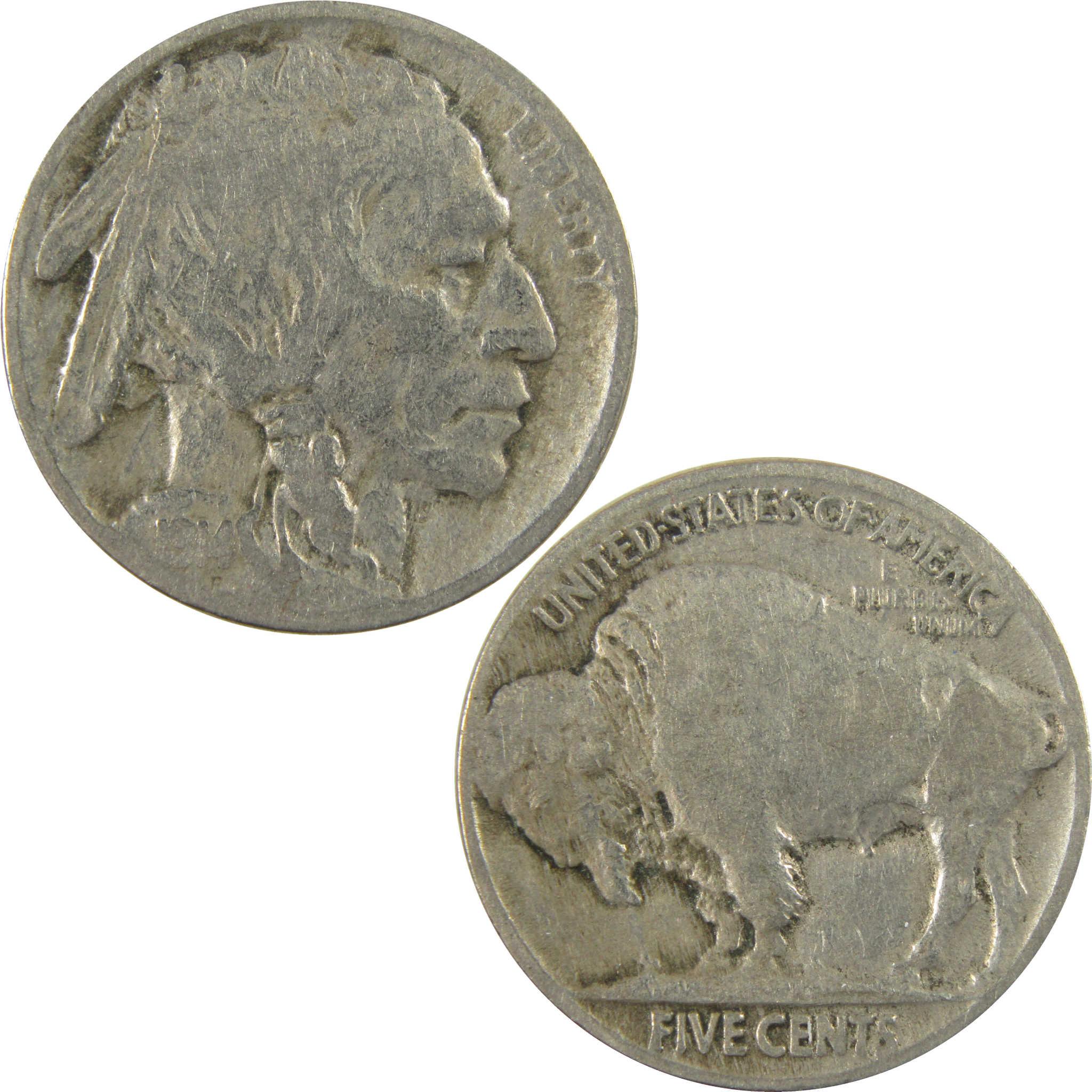 1914 Indian Head Buffalo Nickel F Fine 5c Coin SKU:I28217