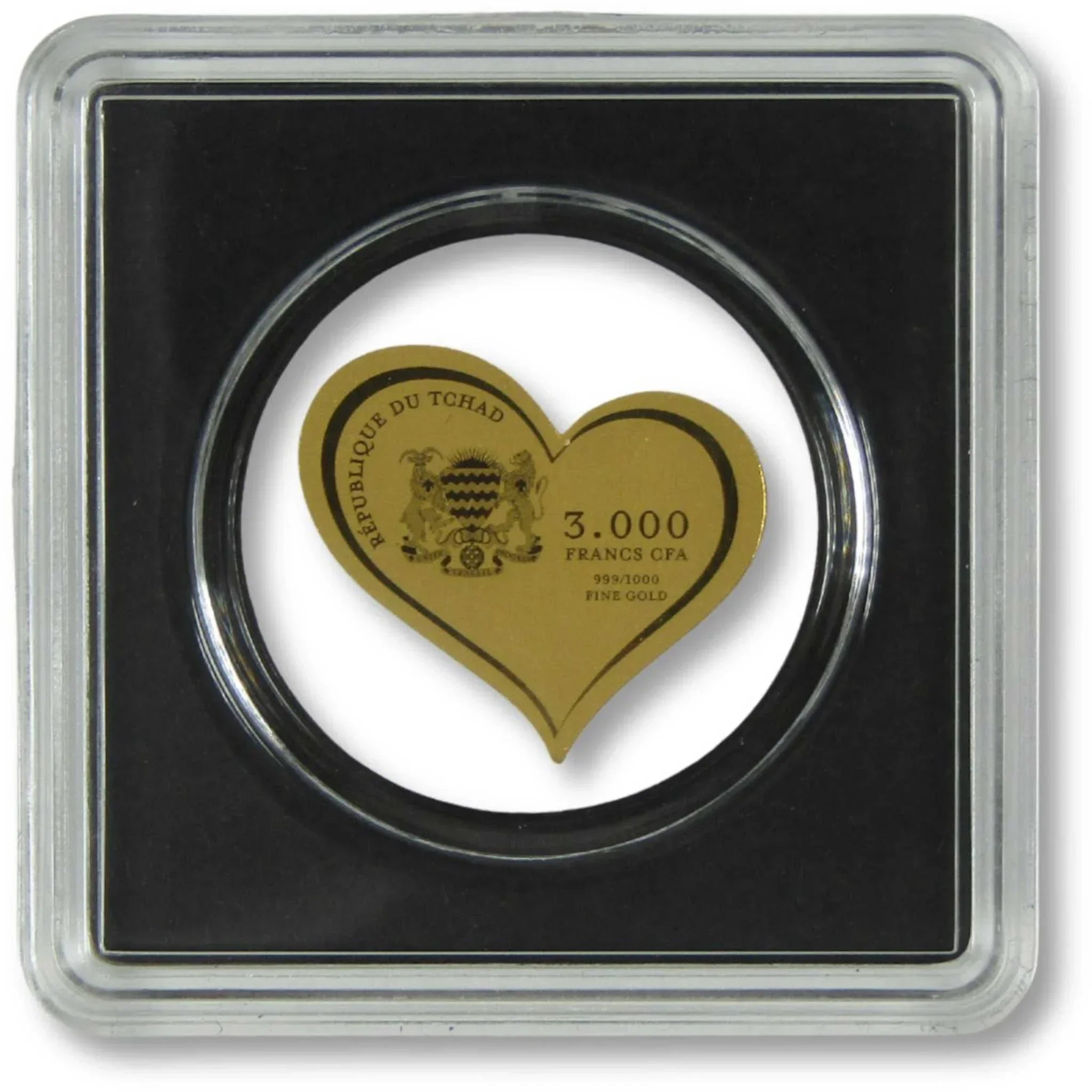 Best Mom Heart-Shaped 3000 CFA 1/1000 oz .999 Gold Republic of Chad