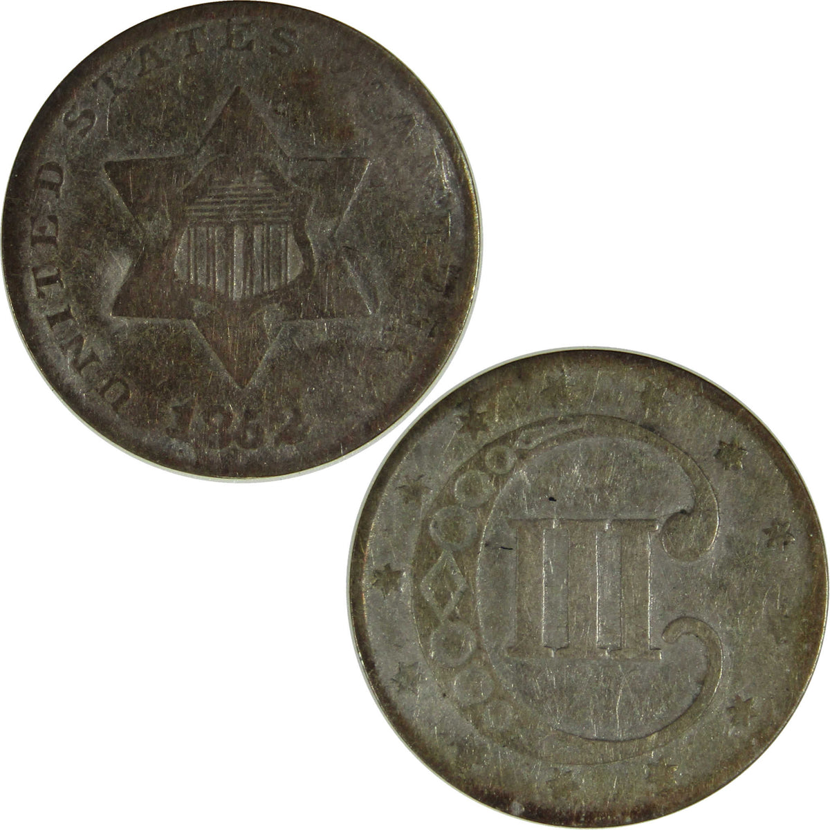 1852 Silver Three Cent Piece VG Very Good Trime 3c Coin SKU:I28504