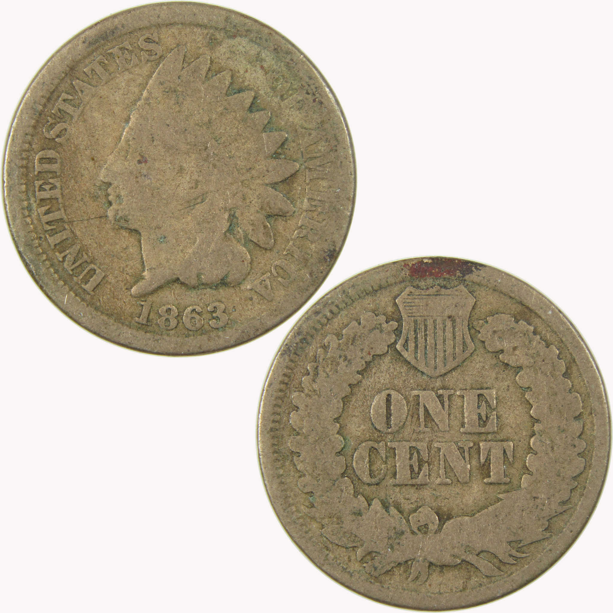 1863 Indian Head Cent G Good Penny 1c Coin SKU:CP1102