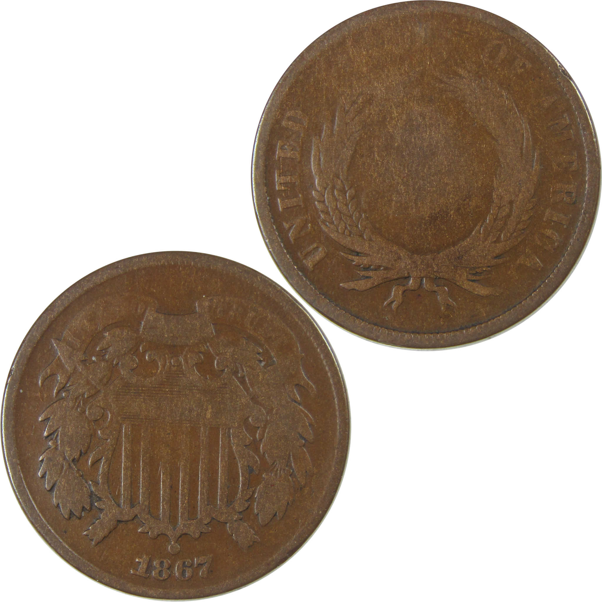 1867 Two Cent Piece G Good 2c Coin SKU:CP30