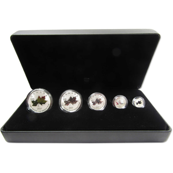 2027 Canada Silver Maple Leaf Fractional Set Autumn Leaves Rev Proof