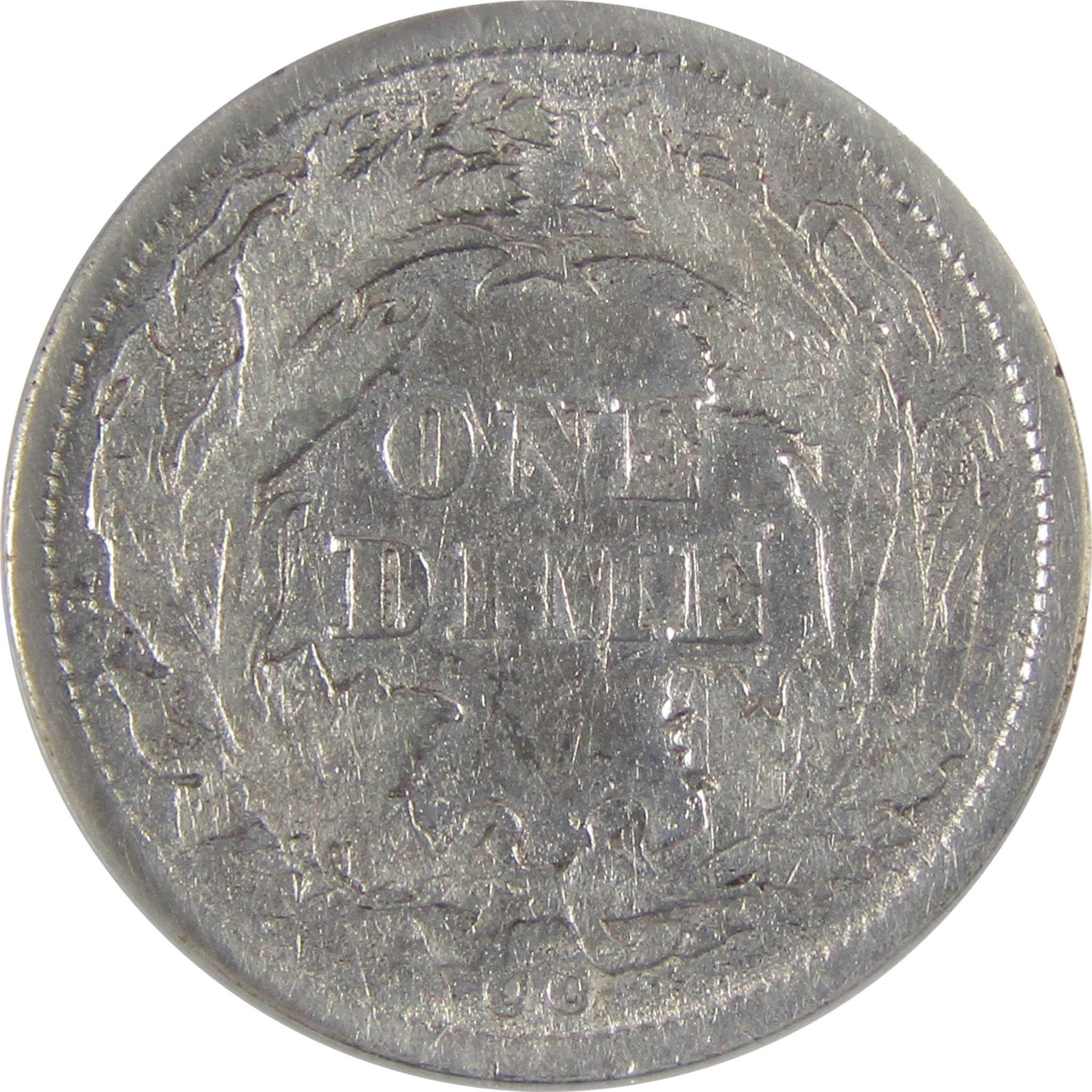 1875 CC Below Bow Seated Liberty Dime VF 25 Details ANACS SKU:I25493