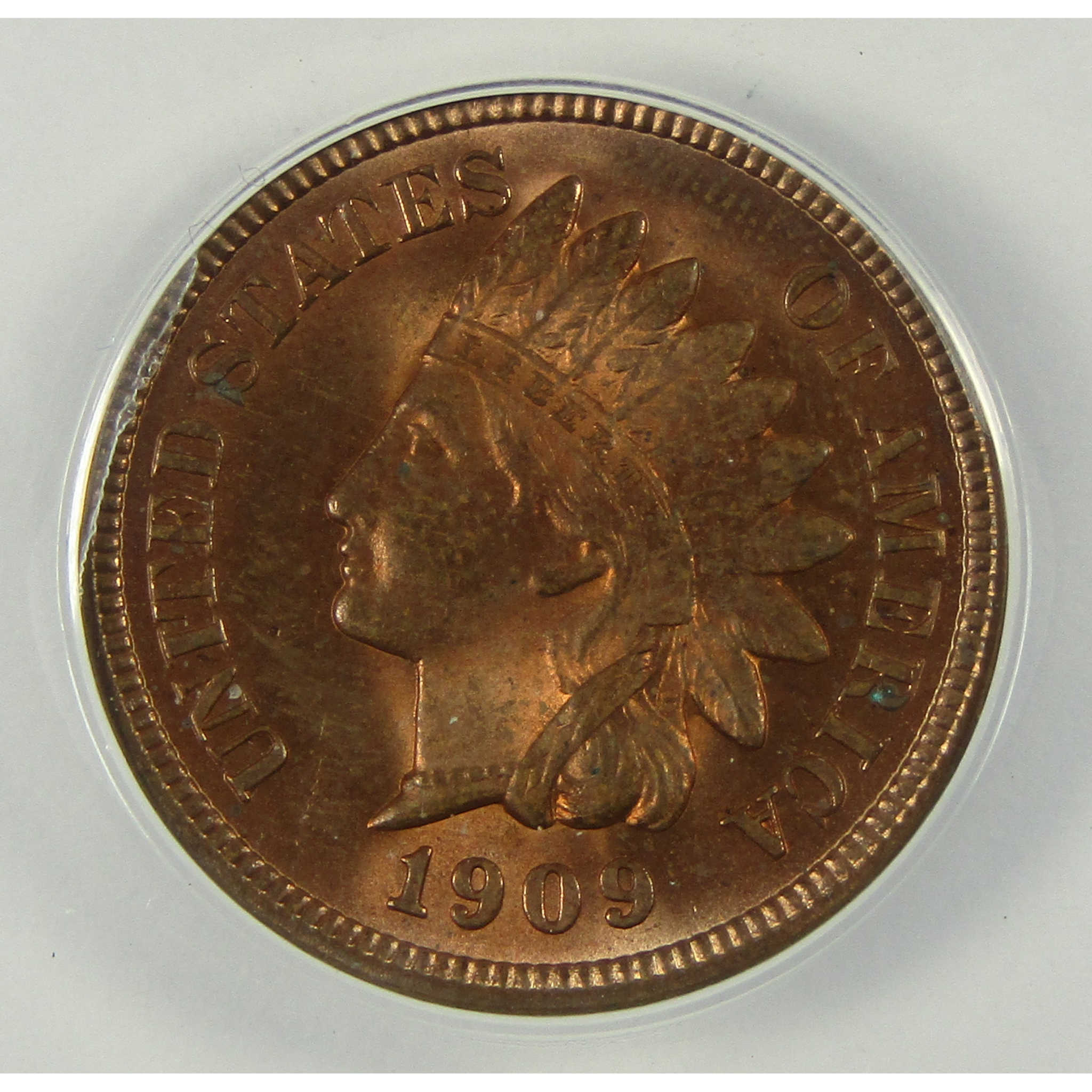 1909 Indian Head Cent MS 62 RB ANACS Uncirculated Penny SKU:I28403