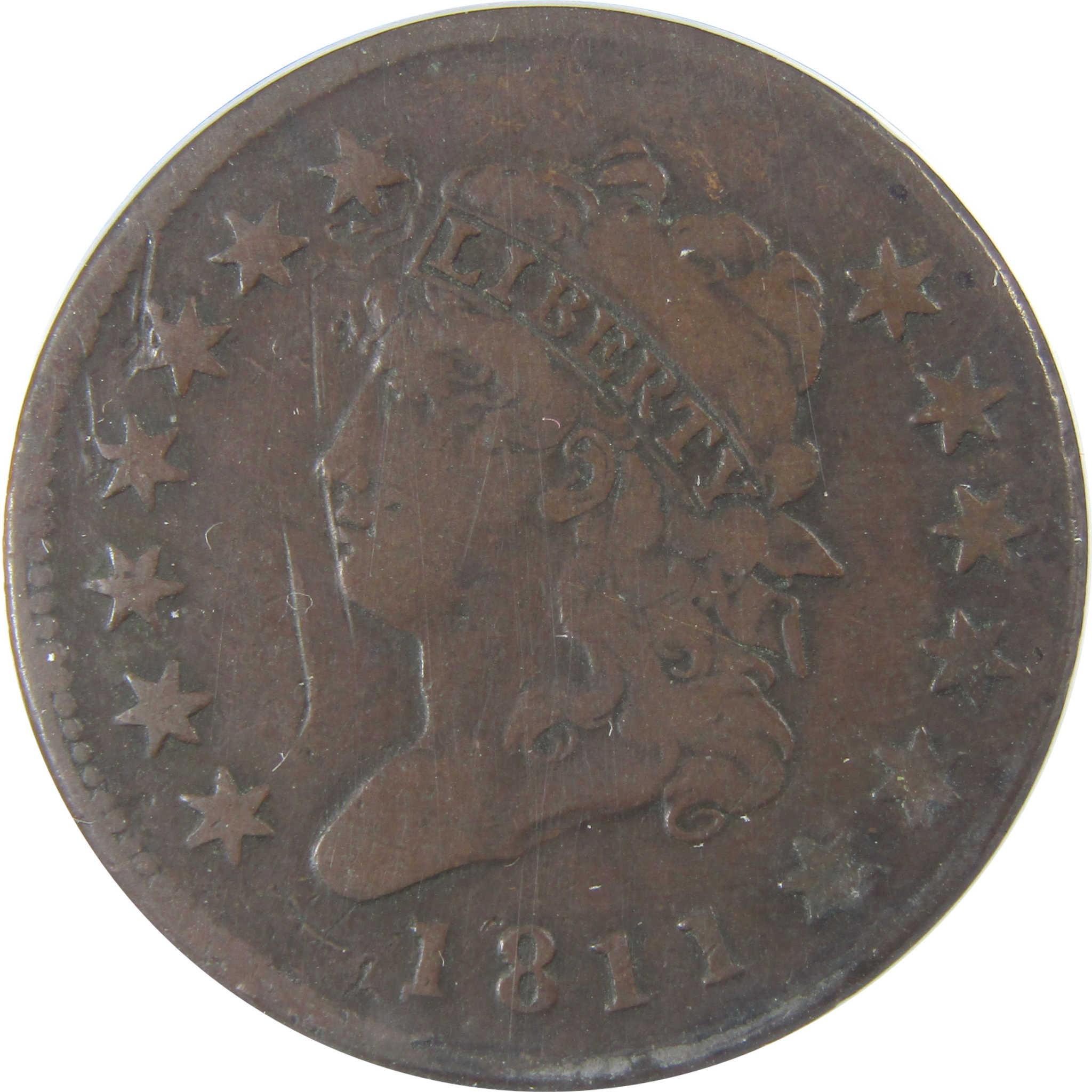 1811 Classic Head Copper Large Cent VG 10 Details ANACS SKU:I25466