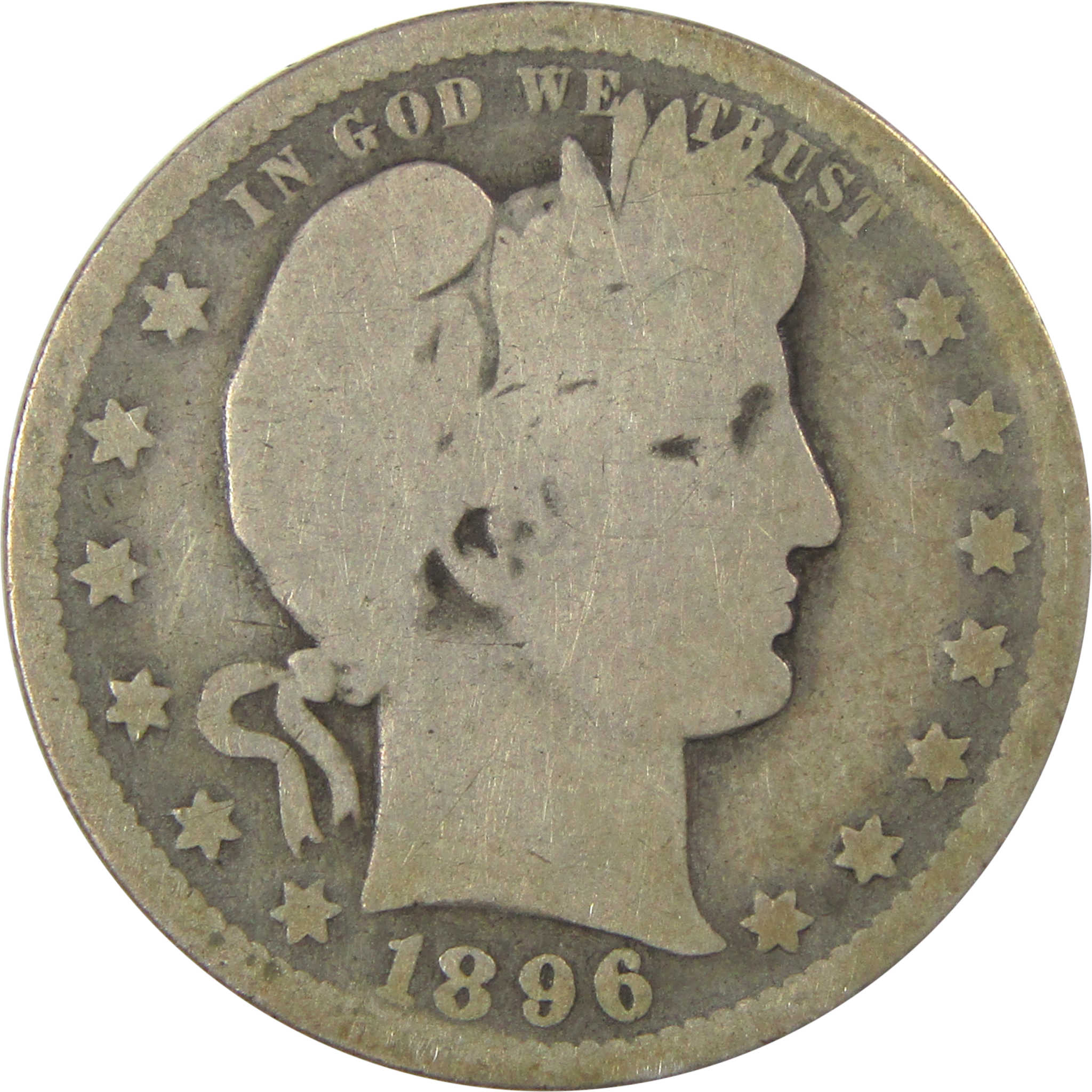 1896 O Barber Quarter AG About Good Silver 25c Coin SKU:I21869
