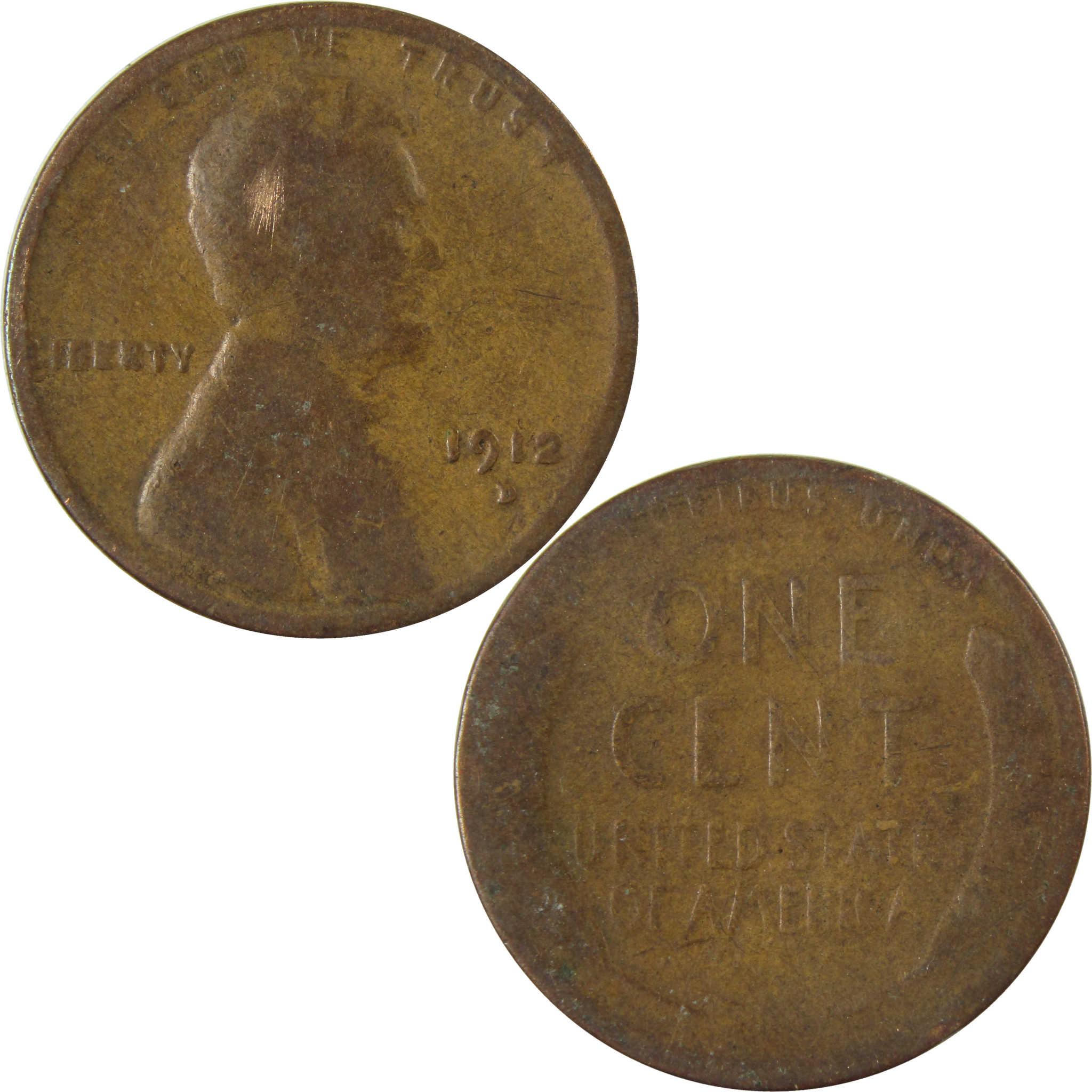 1912 D Lincoln Wheat Cent G Good Penny 1c Coin Collectible SKU:I27159