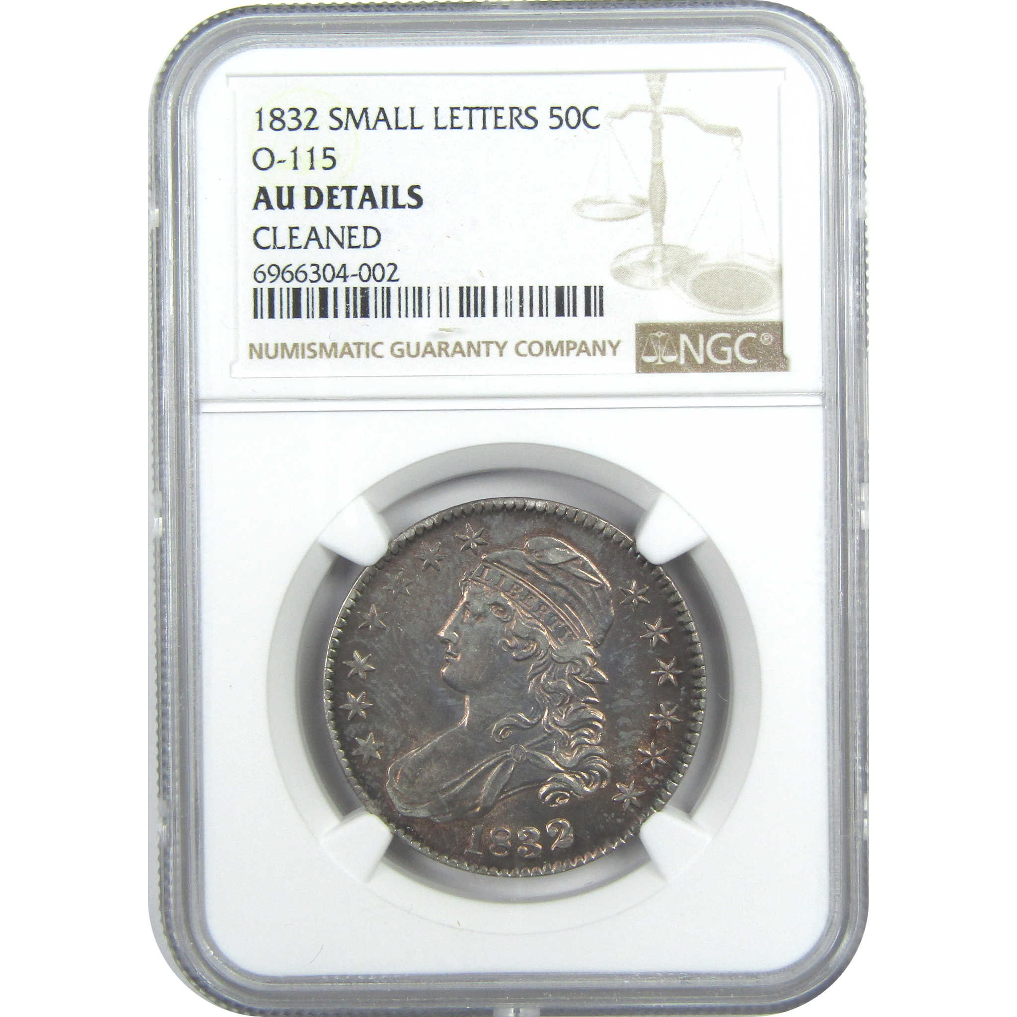1832 Small Ltr Capped Bust Half Dollar AU 50 NGC Silver SKU:CPC8508