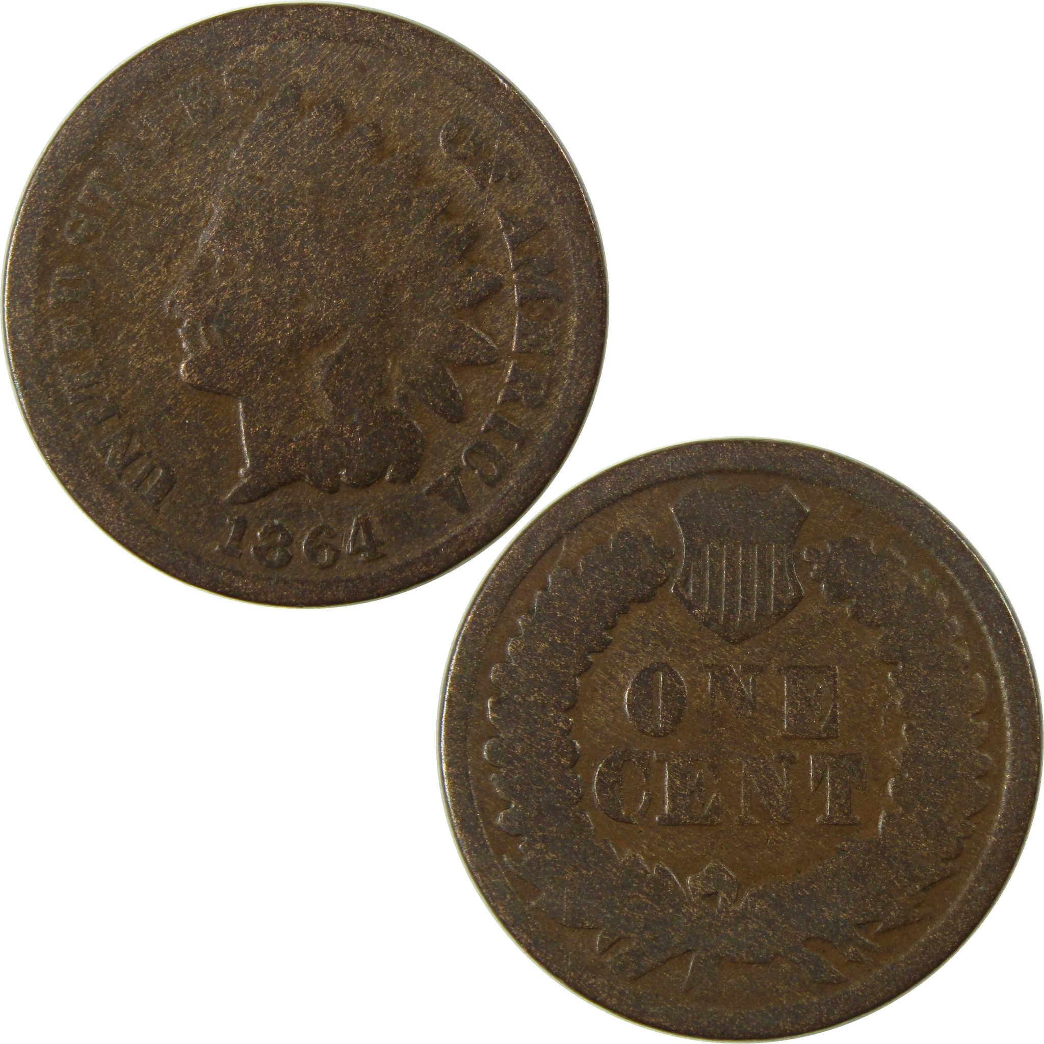 1864 L Indian Head Bronze Cent G Good Penny 1c Coin SKU:I26423