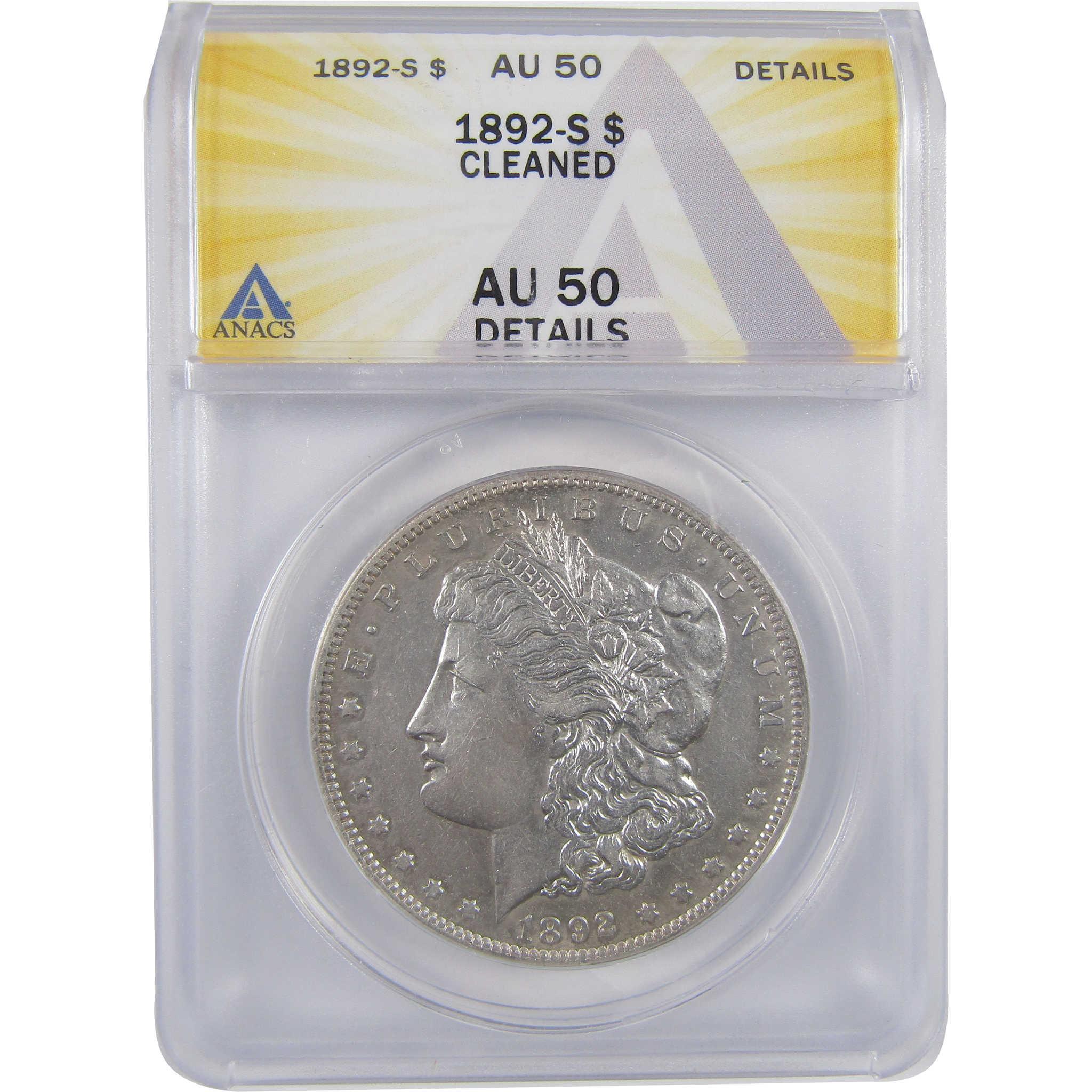 1892 S Morgan Dollar AU 50 Details ANACS Silver $1 Coin SKU:I18694 - Morgan coin - Morgan silver dollar - Morgan silver dollar for sale - Profile Coins & Collectibles