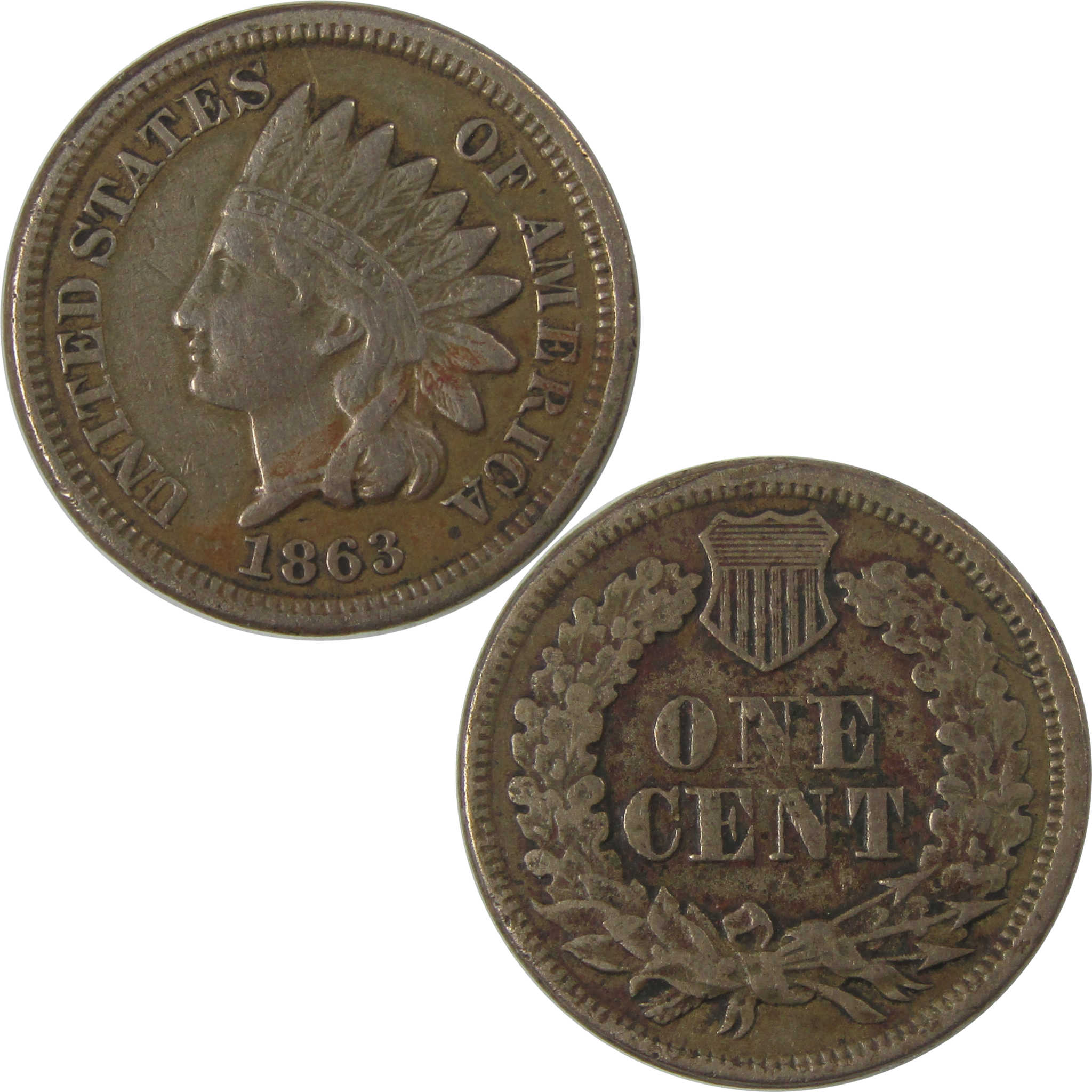 1863 Indian Head Cent VF Very Fine Details Penny 1c Coin SKU:I23253