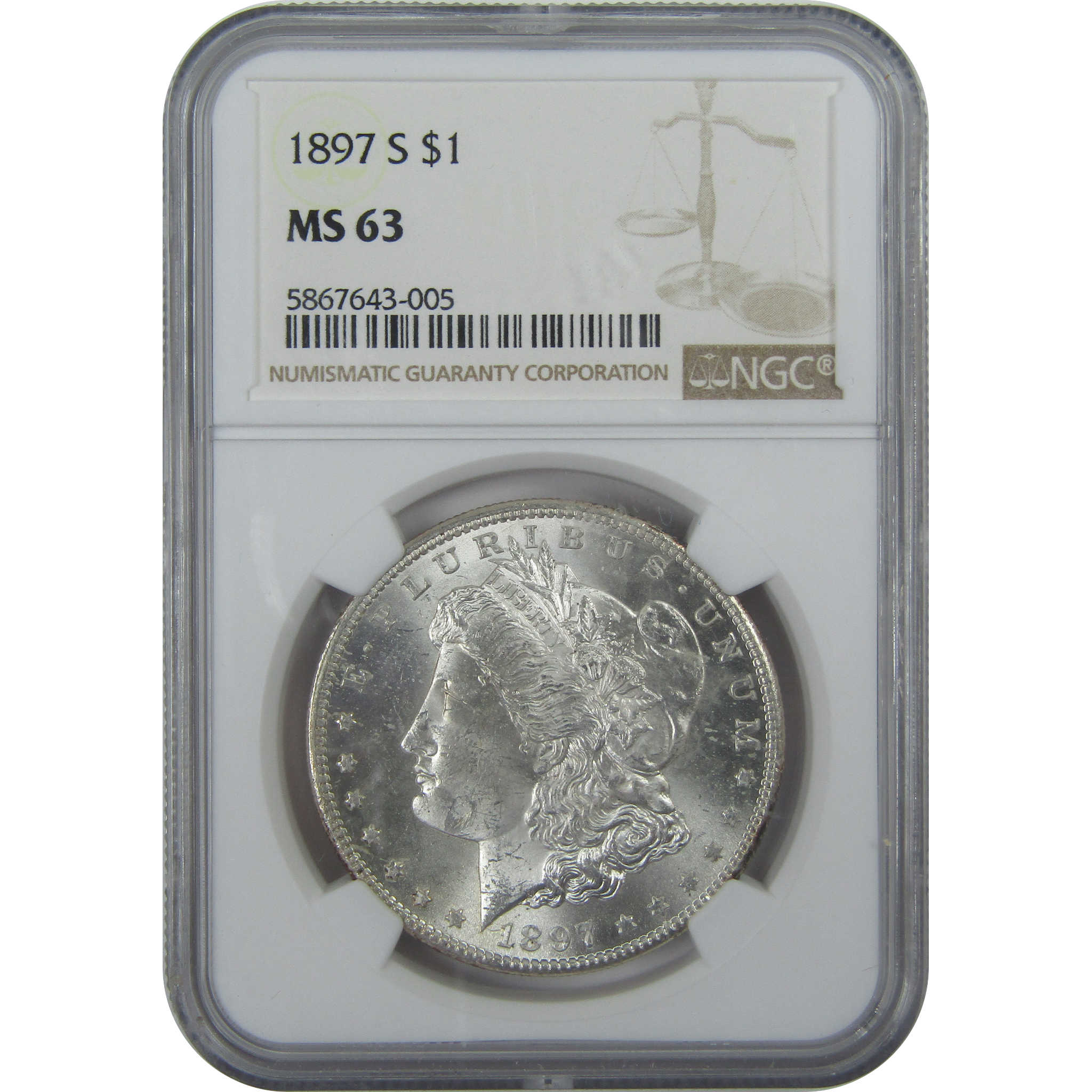 1897 S Morgan Dollar MS 63 NGC Silver $1 Uncirculated Coin SKU:I15815 - Morgan coin - Morgan silver dollar - Morgan silver dollar for sale - Profile Coins & Collectibles