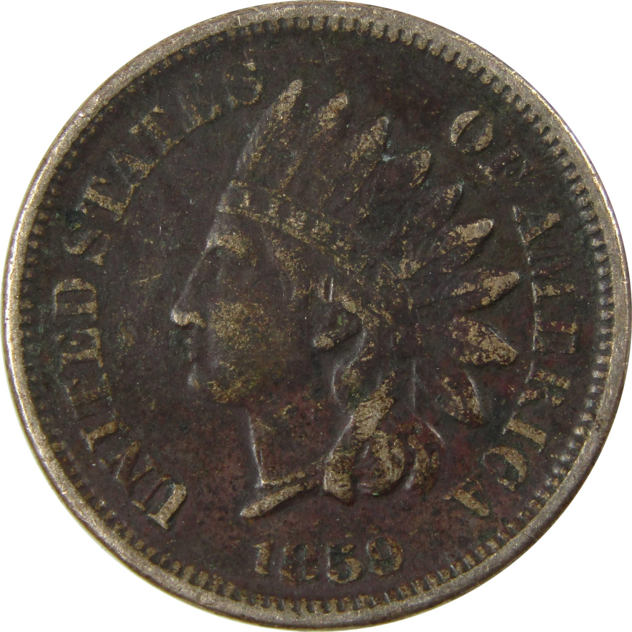 1859 Indian Head Cent VF Very Fine Details Penny 1c Coin SKU:CP1175