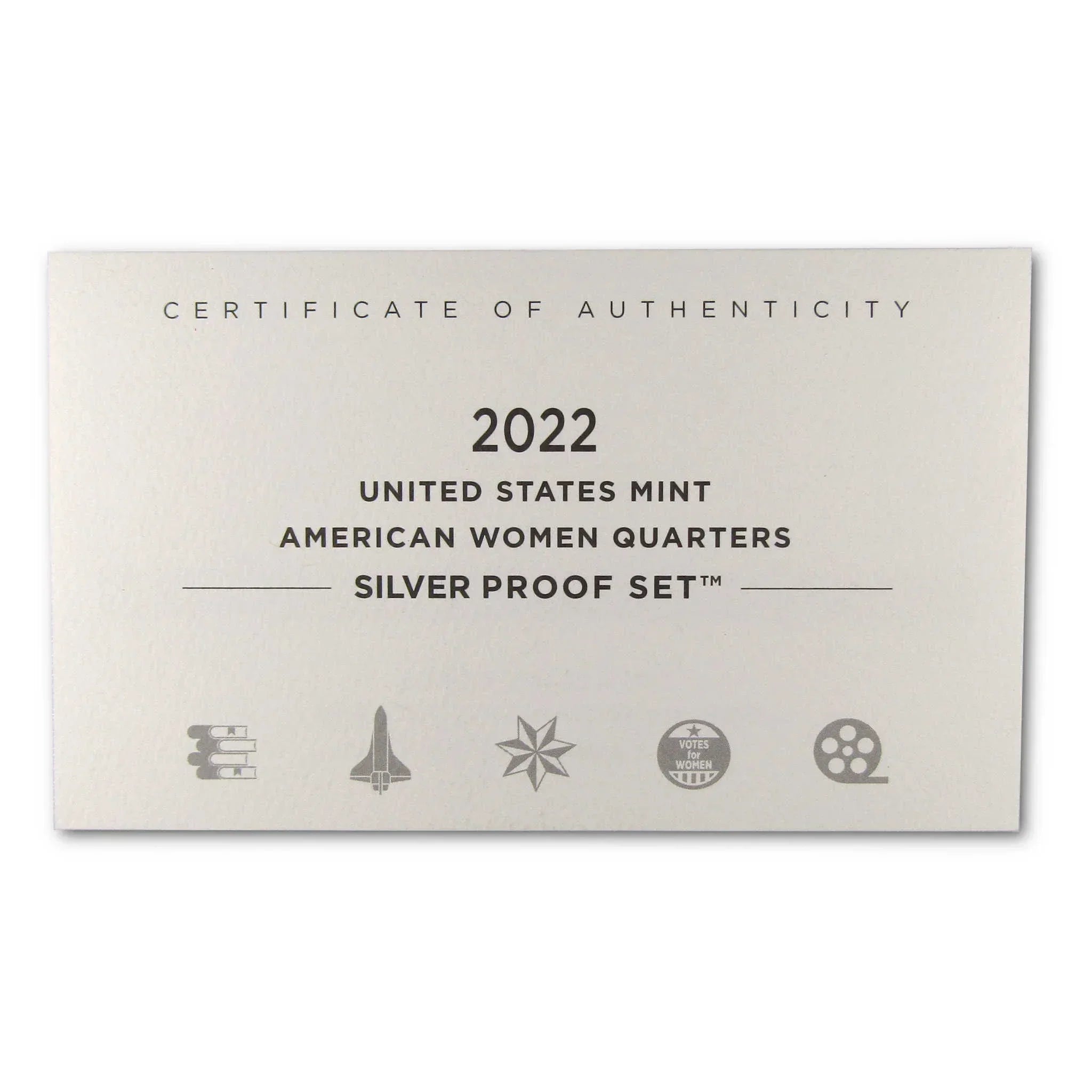 2022 United States Mint American Women Quarters Silver Proof Set certificate of authenticity
