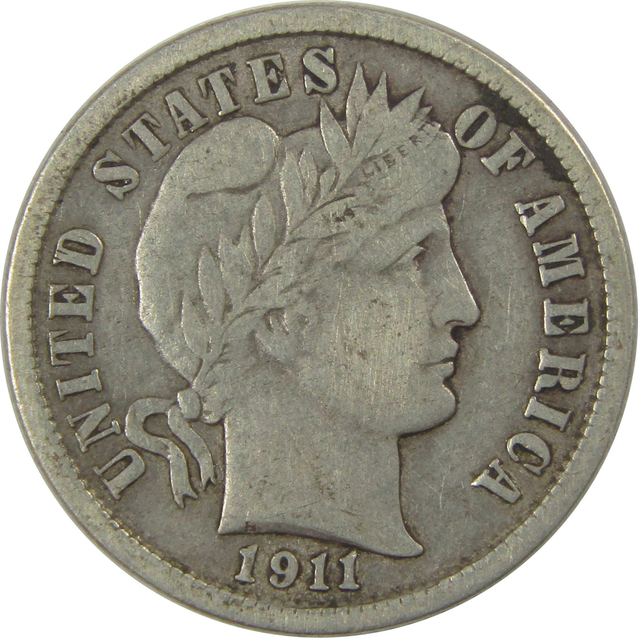 1911 Barber Dime F Fine Silver 10c Coin SKU:I20665