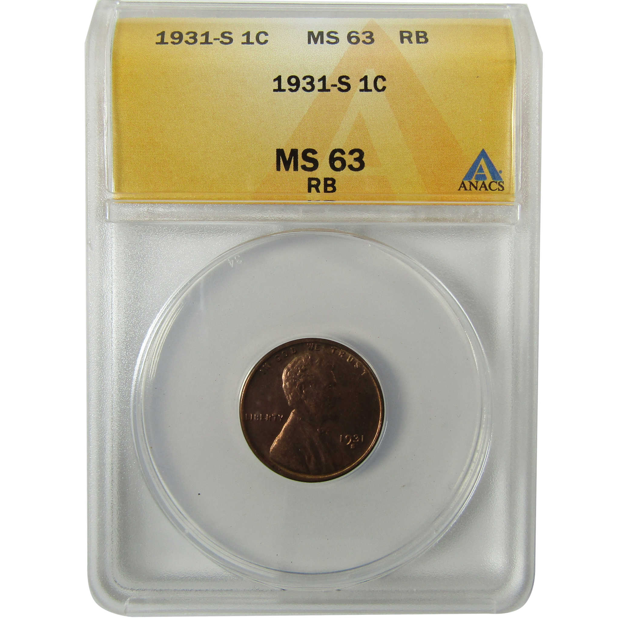 1931 S Lincoln Wheat Cent MS 63 RB ANACS Penny 1c Coin SKU:I28428