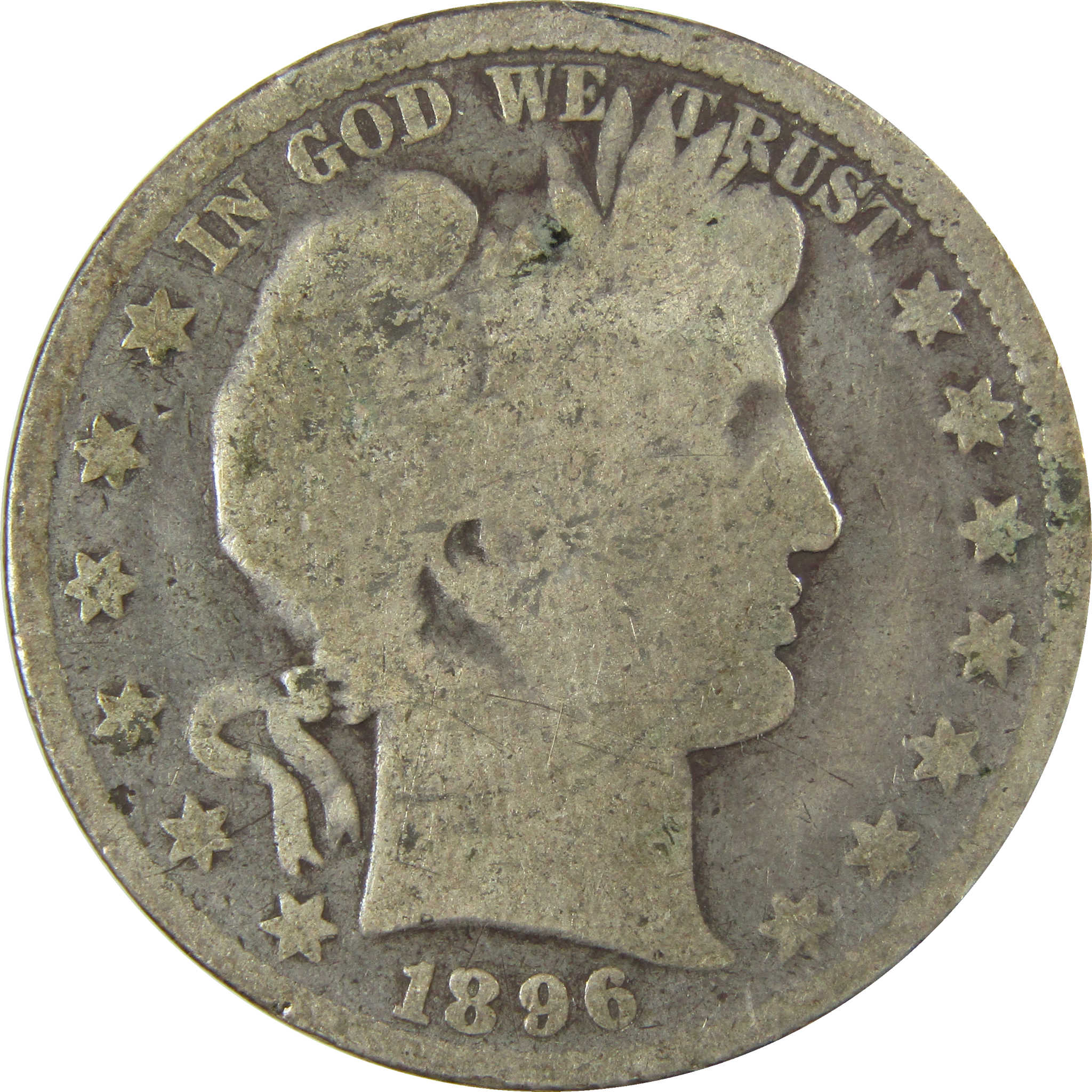 1896 Barber Silver Half Dollar AG About Good 50c Coin SKU:I27847