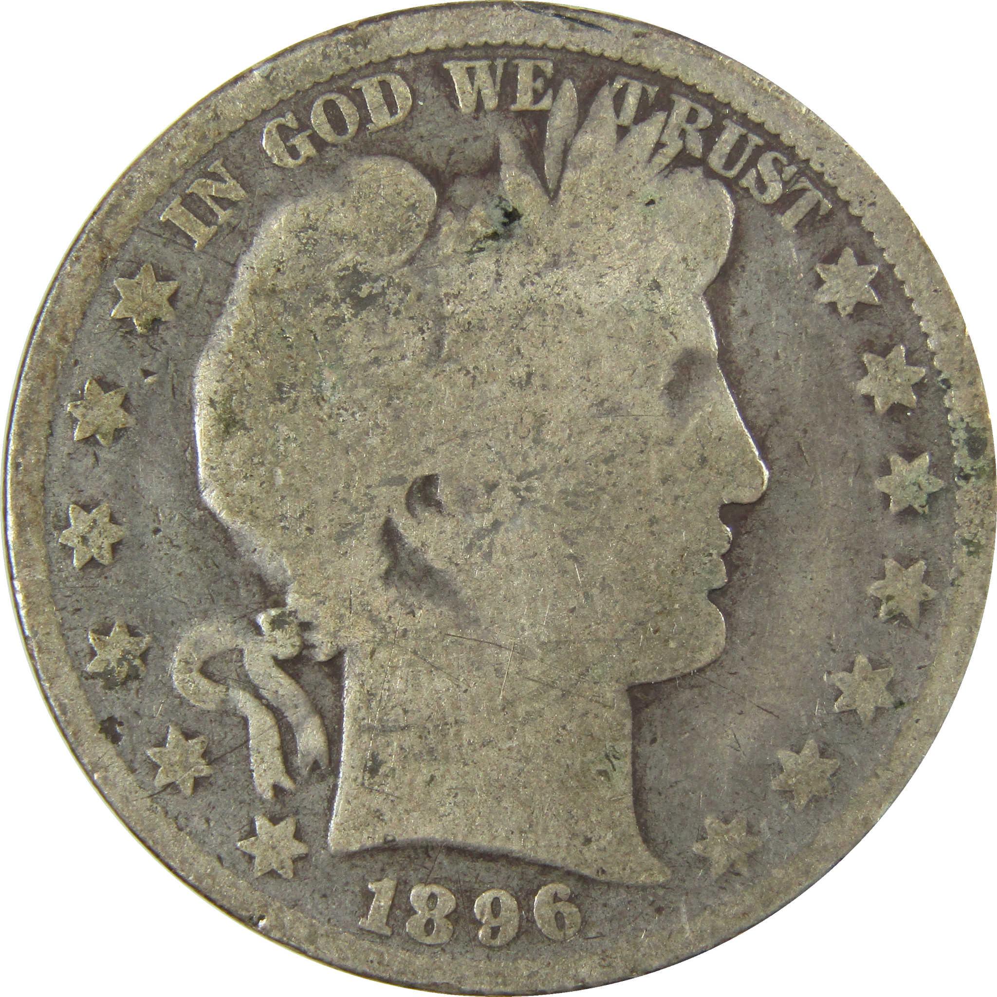 1896 Barber Silver Half Dollar AG About Good 50c Coin SKU:I27847
