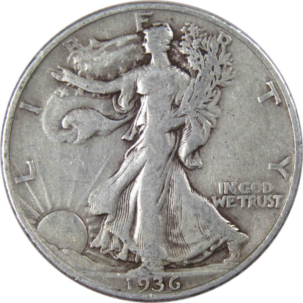 1936 D Liberty Walking Half Dollar F Fine Silver 50c Coin