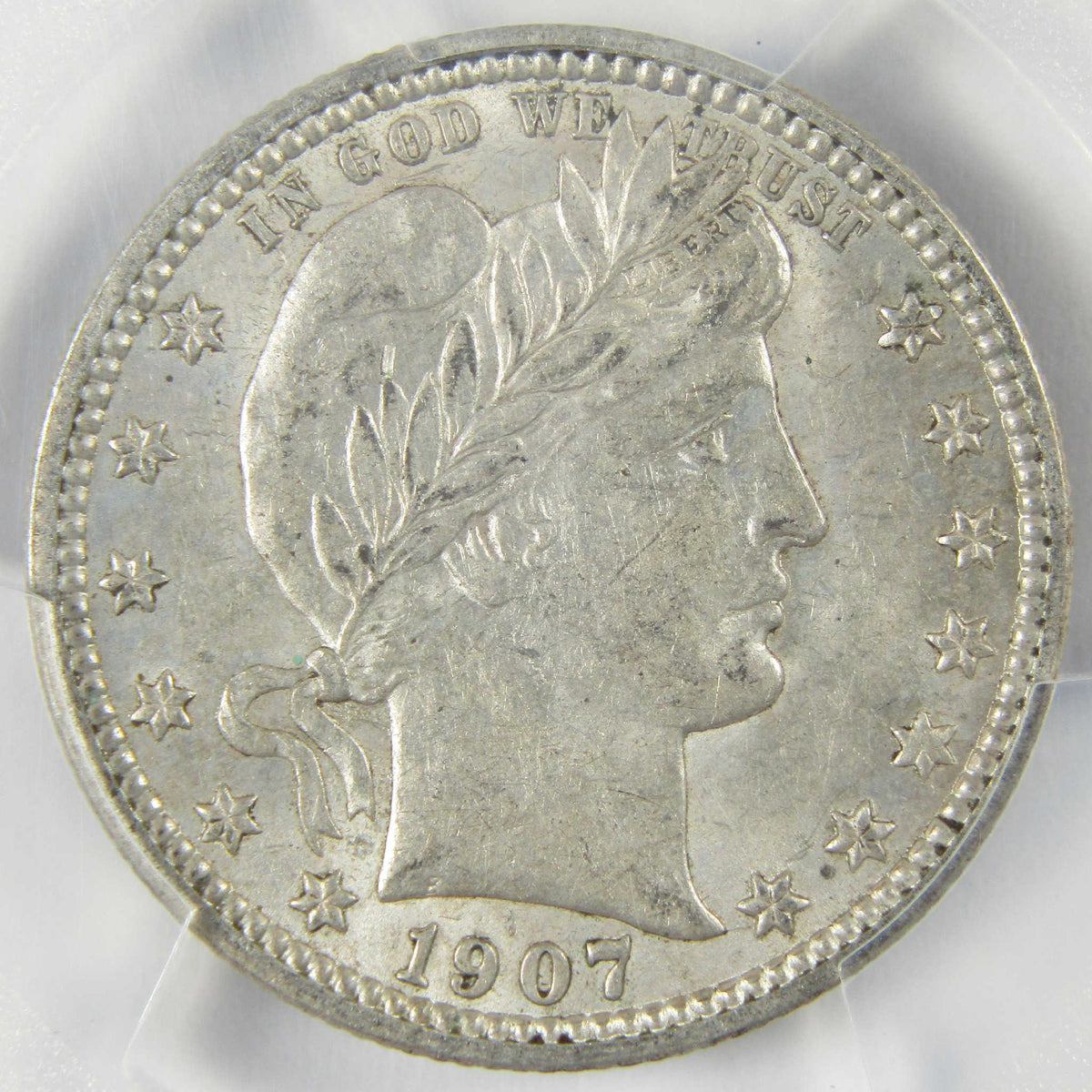 1907 D Barber Silver Quarter AU 58 PCGS 25c Coin Collectible