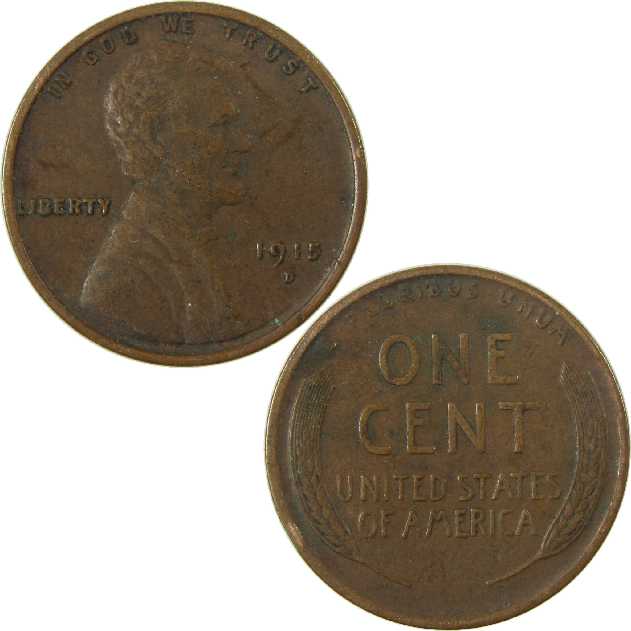 1915 D Lincoln Wheat Cent VF Very Fine Penny 1c Coin SKU:I26847