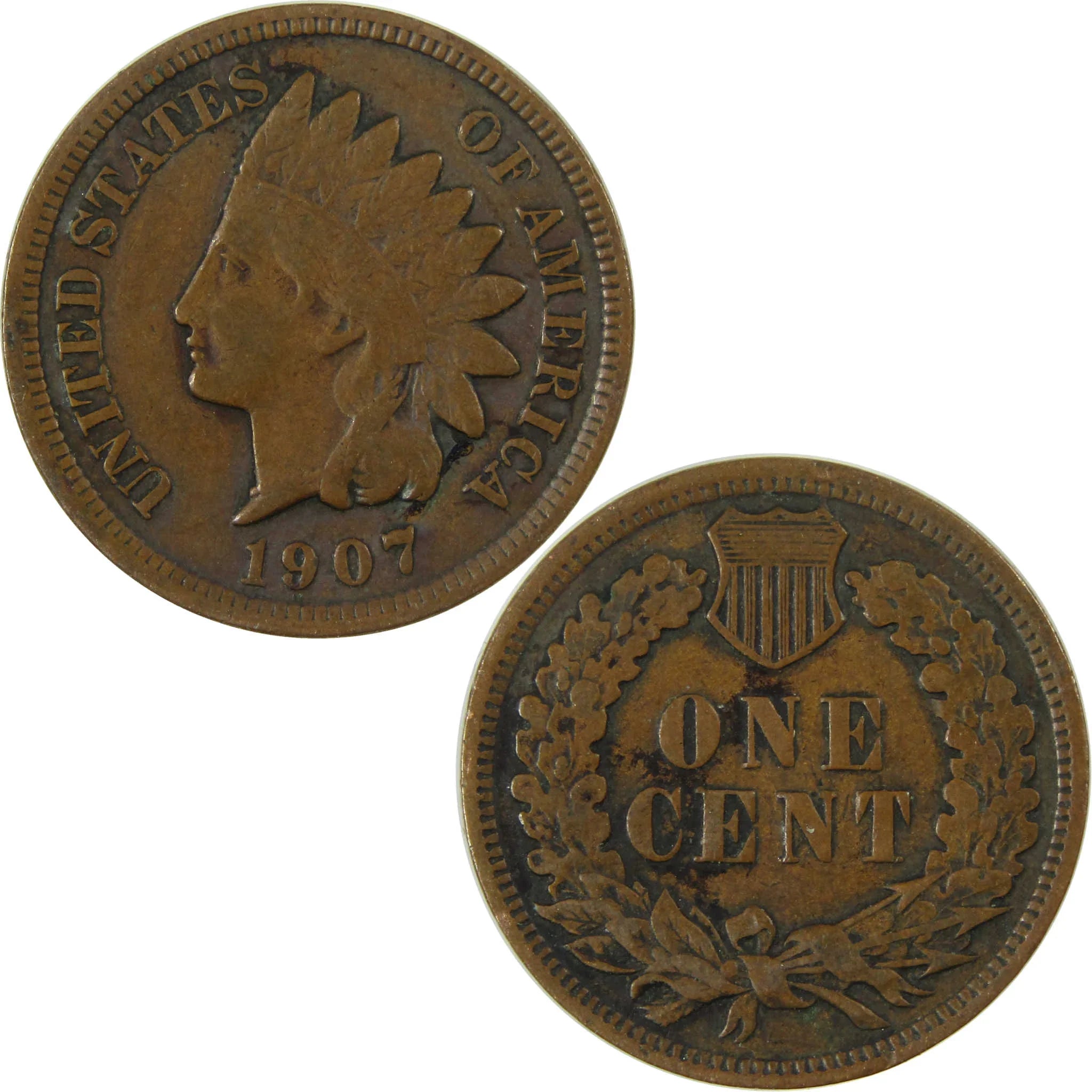 1907 Indian Head Cent XF EF Extremely Fine Penny 1c Coin SKU:I26952