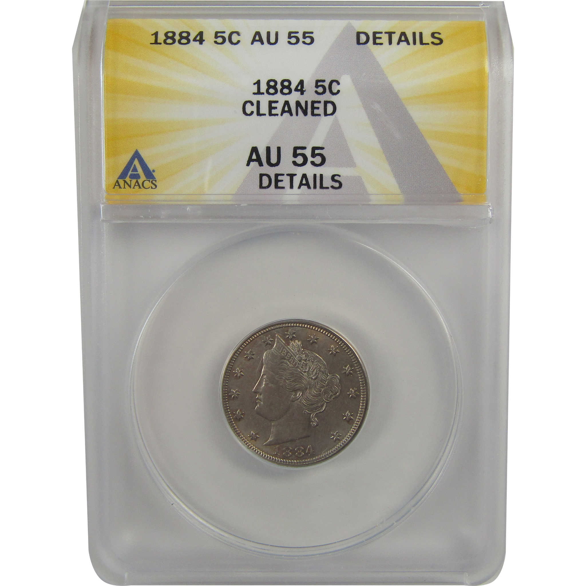 1884 Liberty Head V Nickel AU 55 Details ANACS 5c Coin SKU:I22318