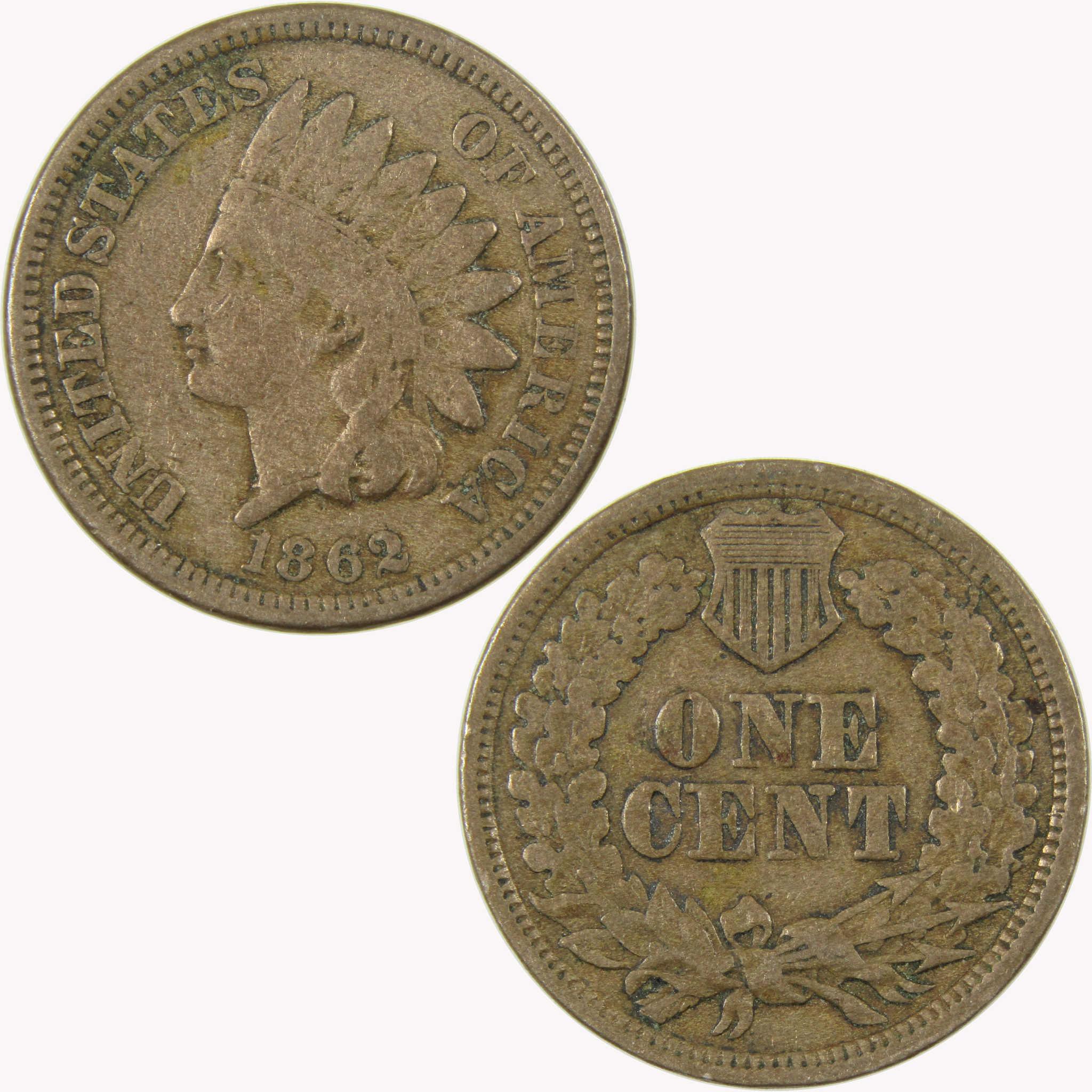 1862 Indian Head Cent VG Very Good Penny 1c Coin SKU:CP1097