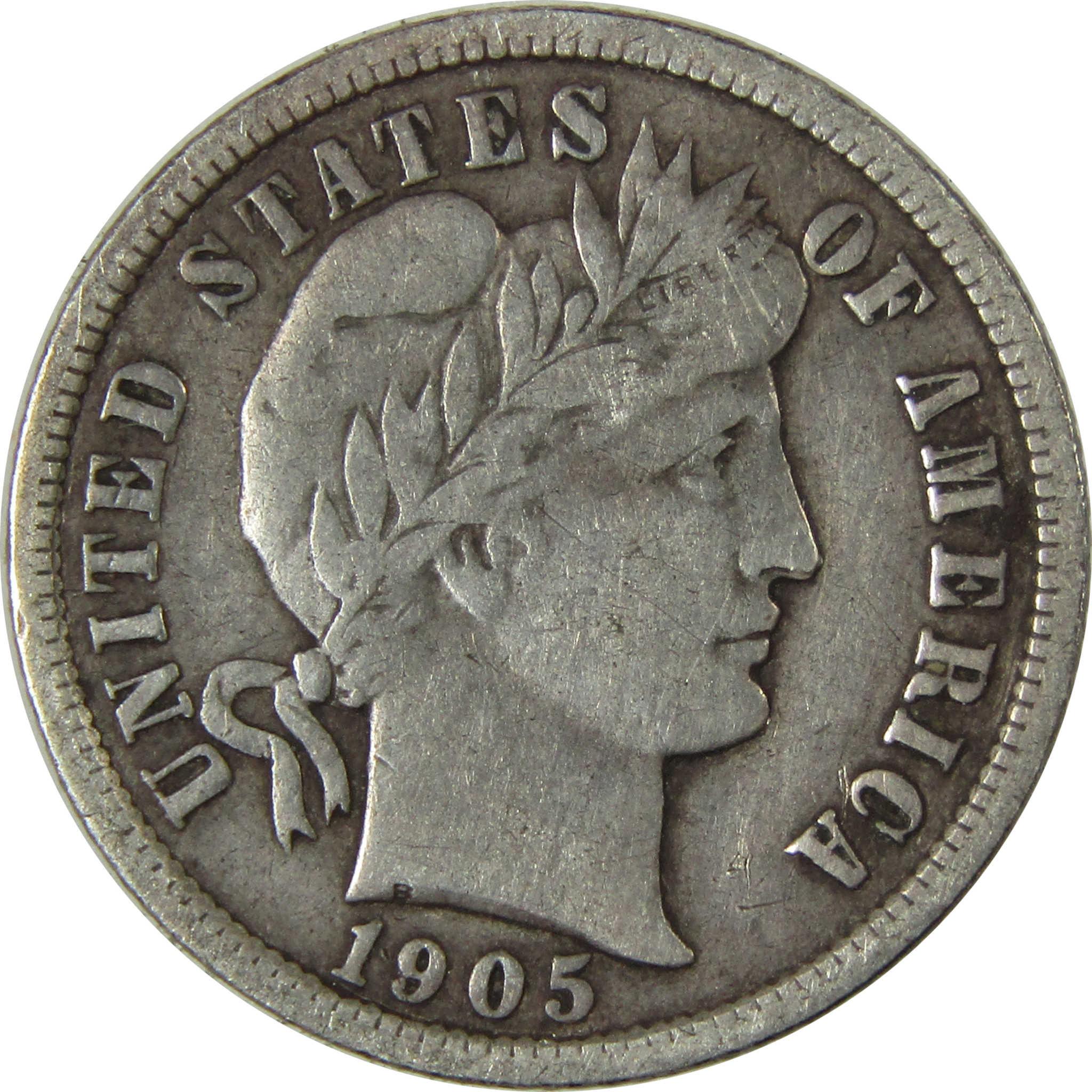 1905 S Barber Silver Dime F Fine 10c Coin Collectible SKU:CP988