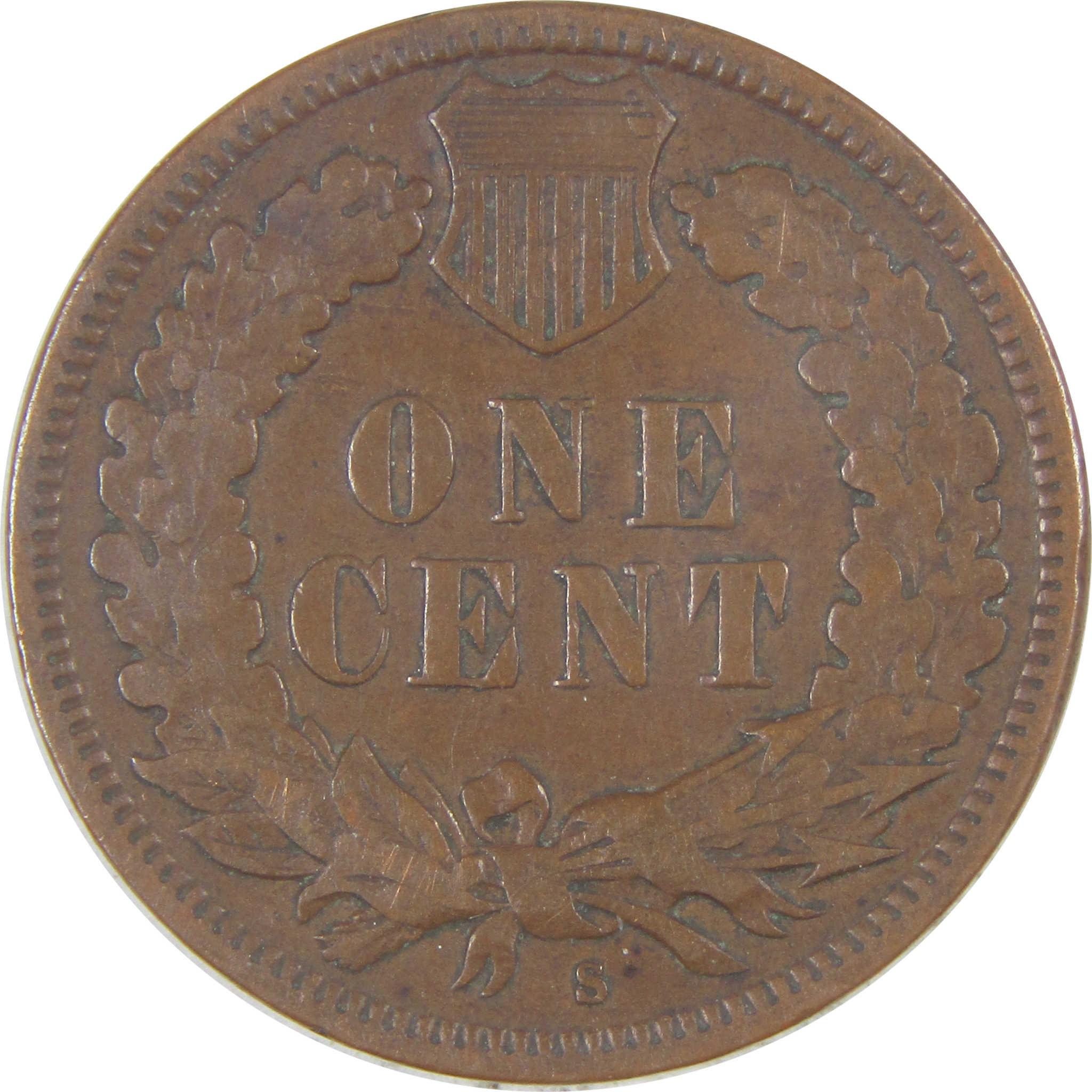 1908 S Indian Head Cent F Fine Penny 1c Coin SKU:I16849