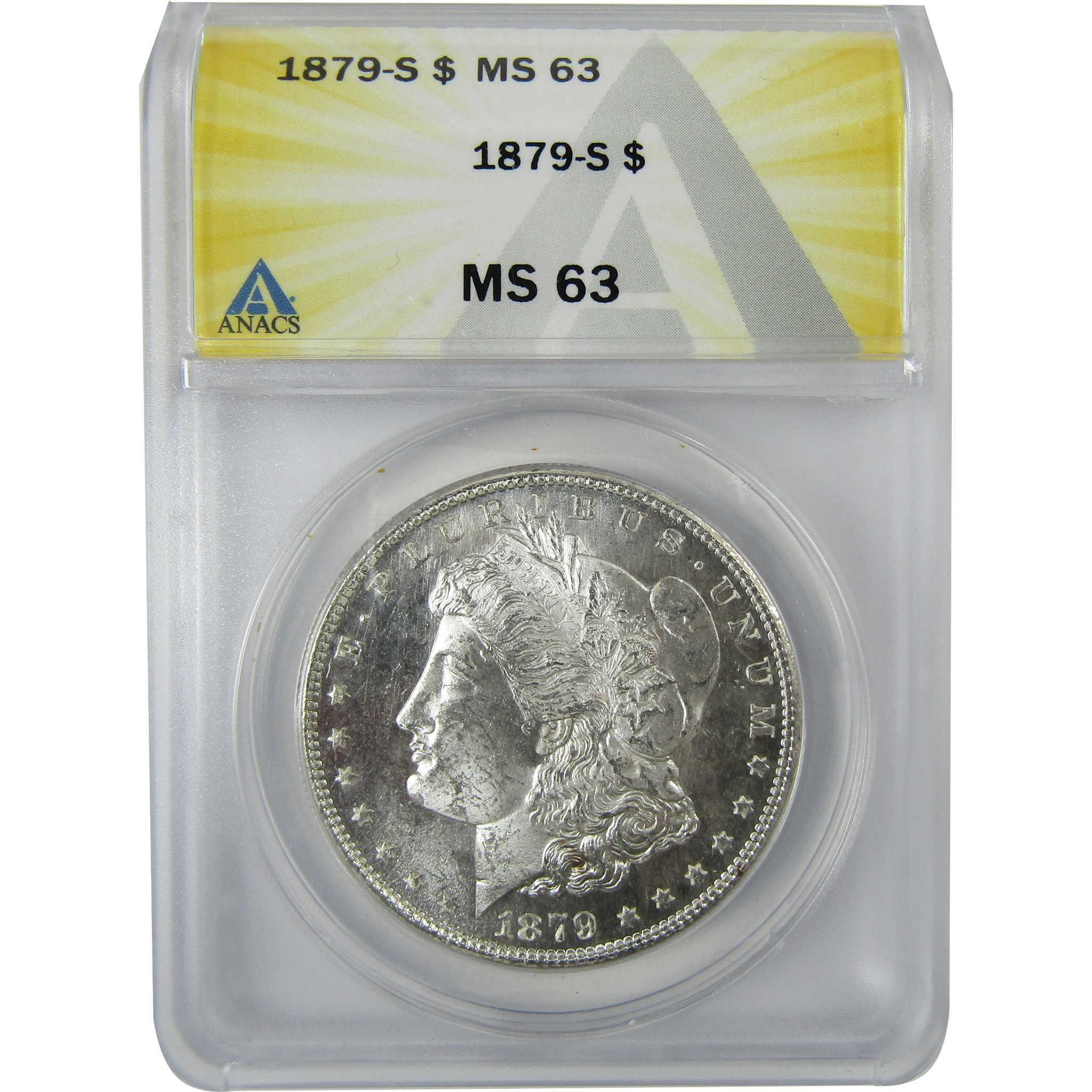 1879 S Rev 79 Morgan Silver Dollar MS 63 ANACS Uncirculated SKU:CP609 - Morgan coin - Morgan silver dollar - Morgan silver dollar for sale - Profile Coins & Collectibles