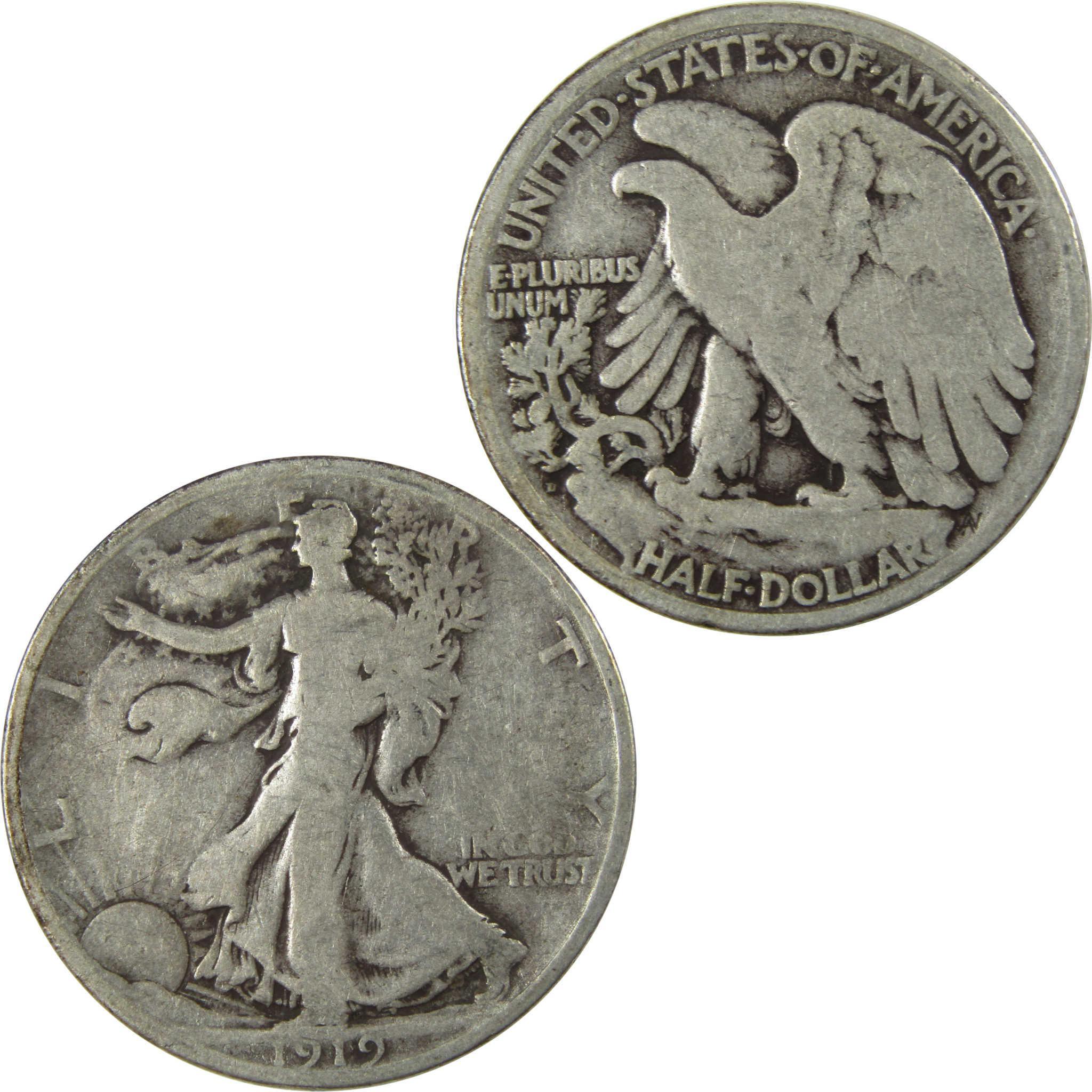 1919 D Liberty Walking Silver Half Dollar VG Very Good SKU:I25895