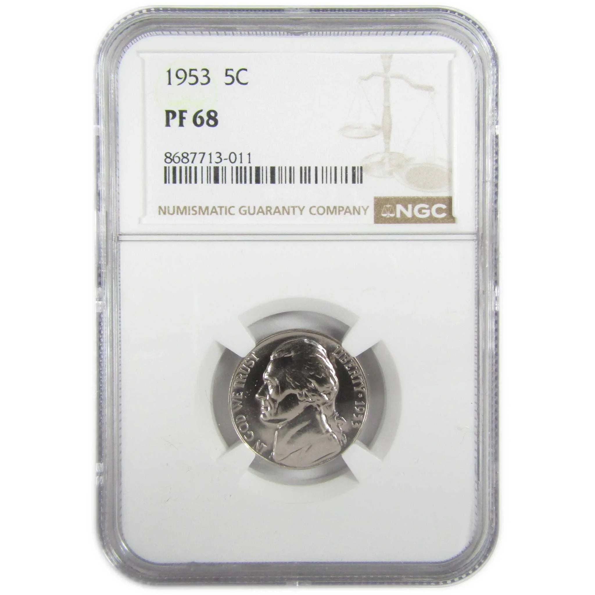 1953 Jefferson Nickel PF 68 NGC Proof 5c Coin Collectible SKU:I27364