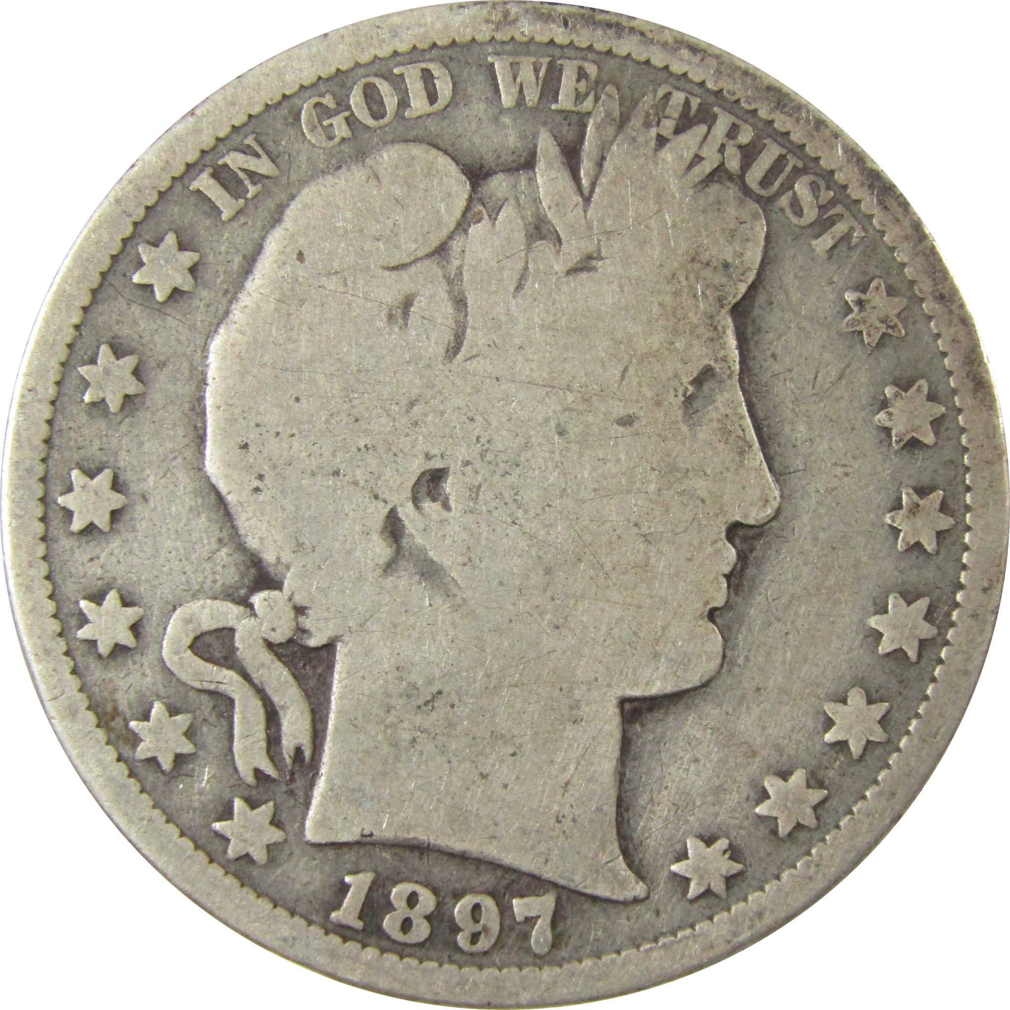 1897 S Barber Silver Half Dollar G Good 50c CoinSKU:CP1478