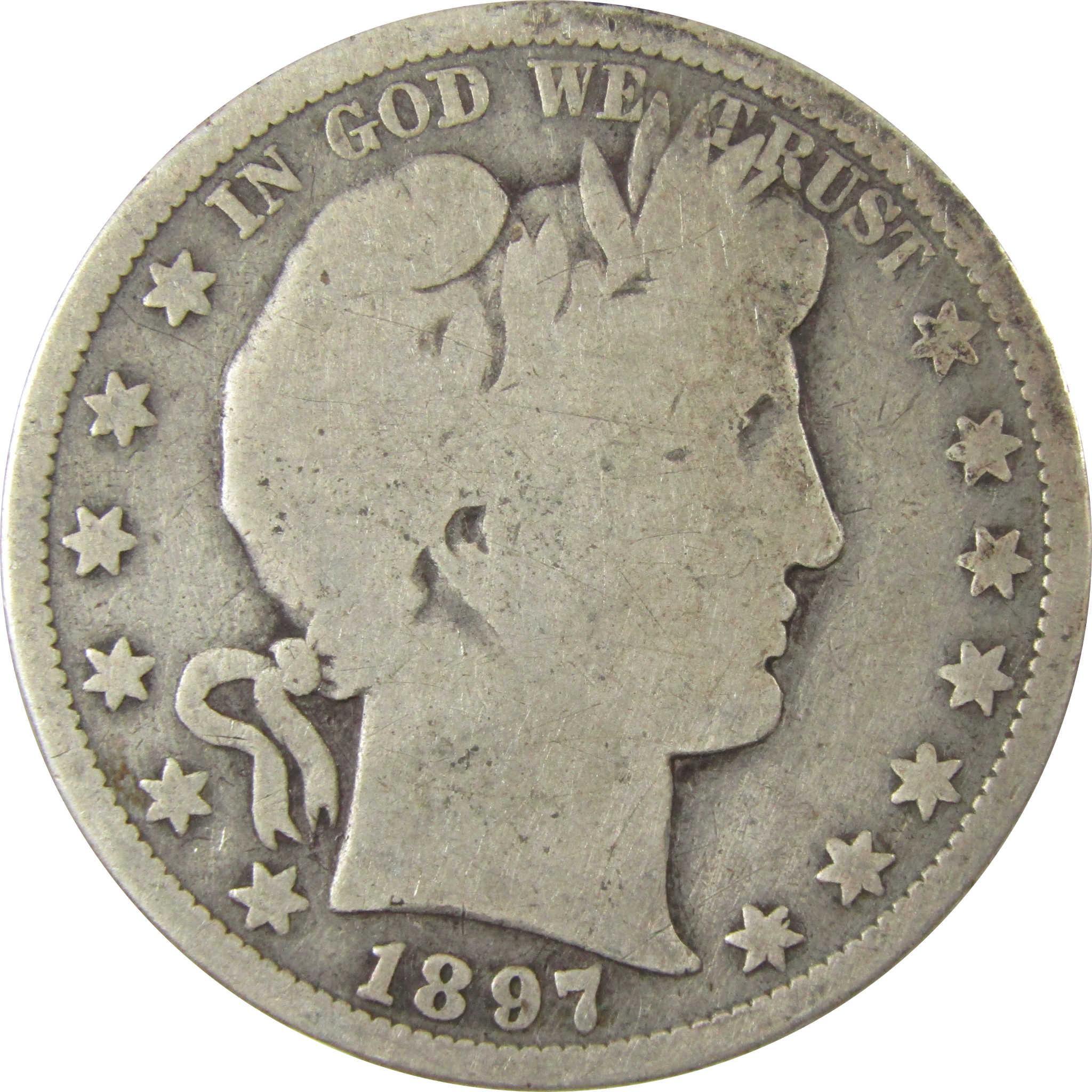 1897 S Barber Silver Half Dollar G Good 50c CoinSKU:CP1478