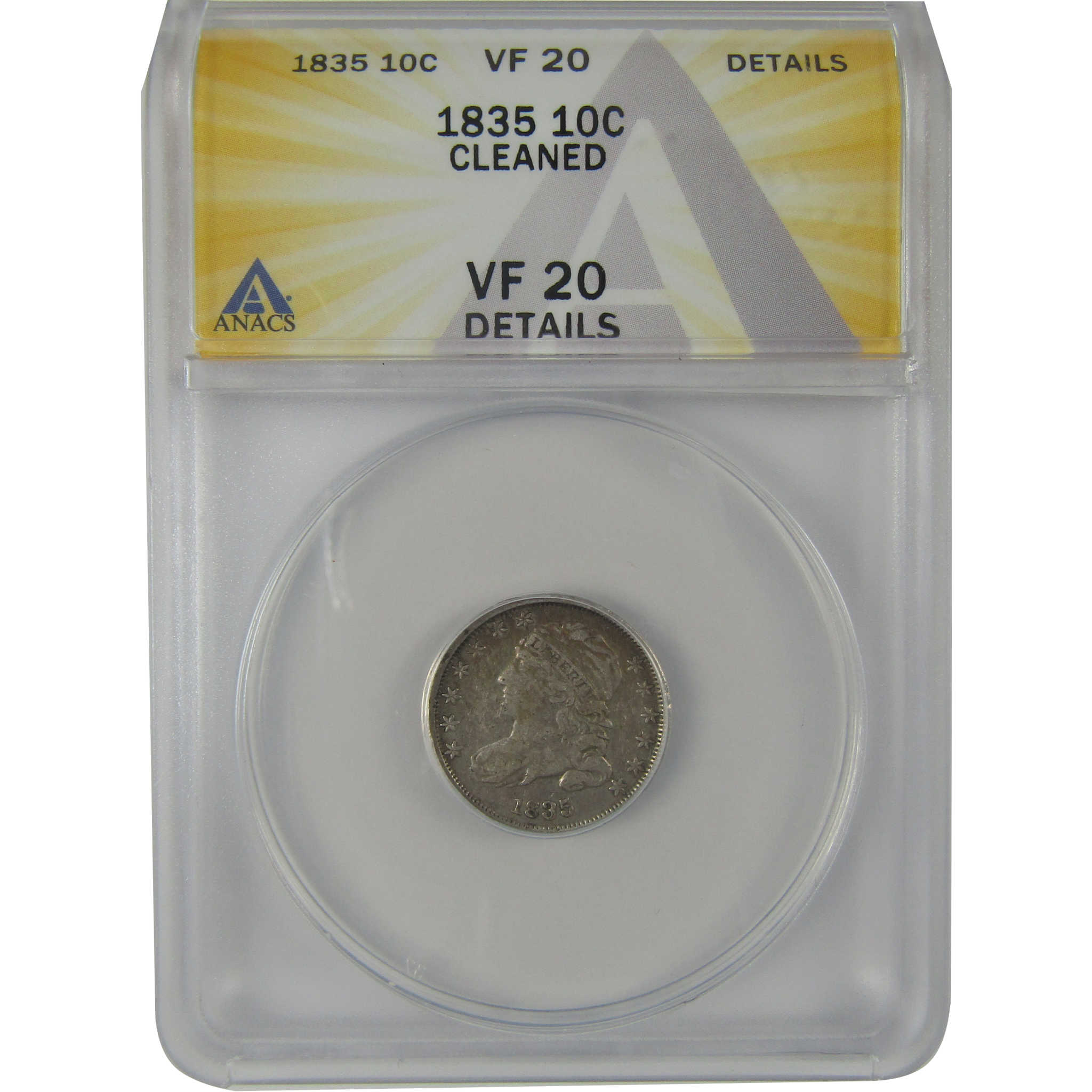 1835 Capped Bust Dime VF 20 Details ANACS Silver 10c Coin SKU:I22965