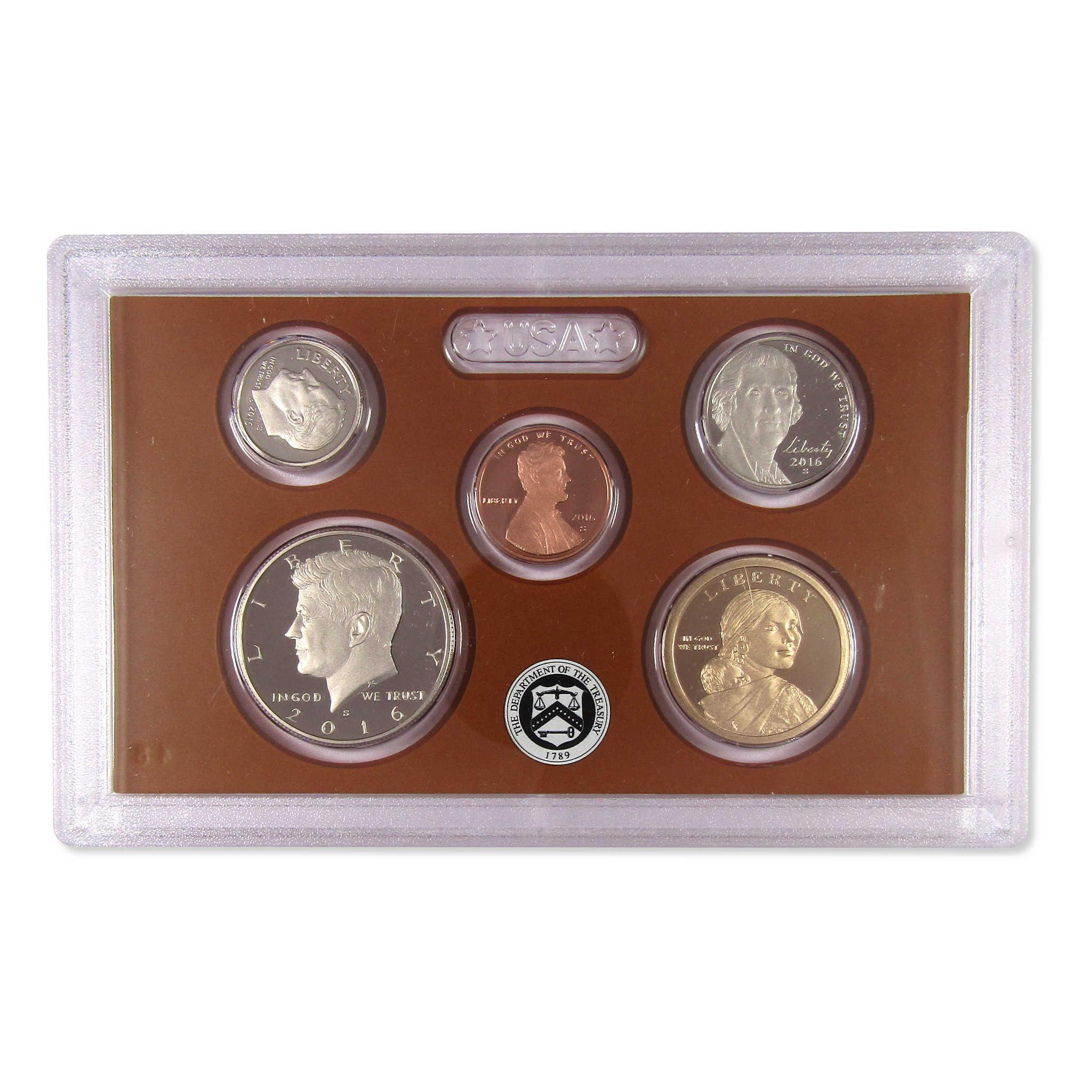 2016 U.S. proof coin set in plastic case, collectible coins display