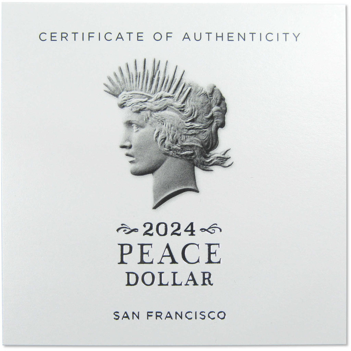 2024 S Peace Silver Dollar Proof $1 Coin Collectible OGP COA