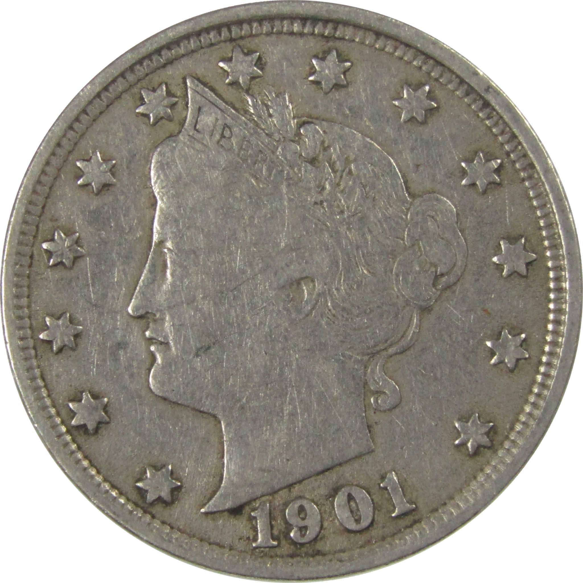 1901 Liberty Head V Nickel F Fine 5c Coin Collectible SKU:I26956