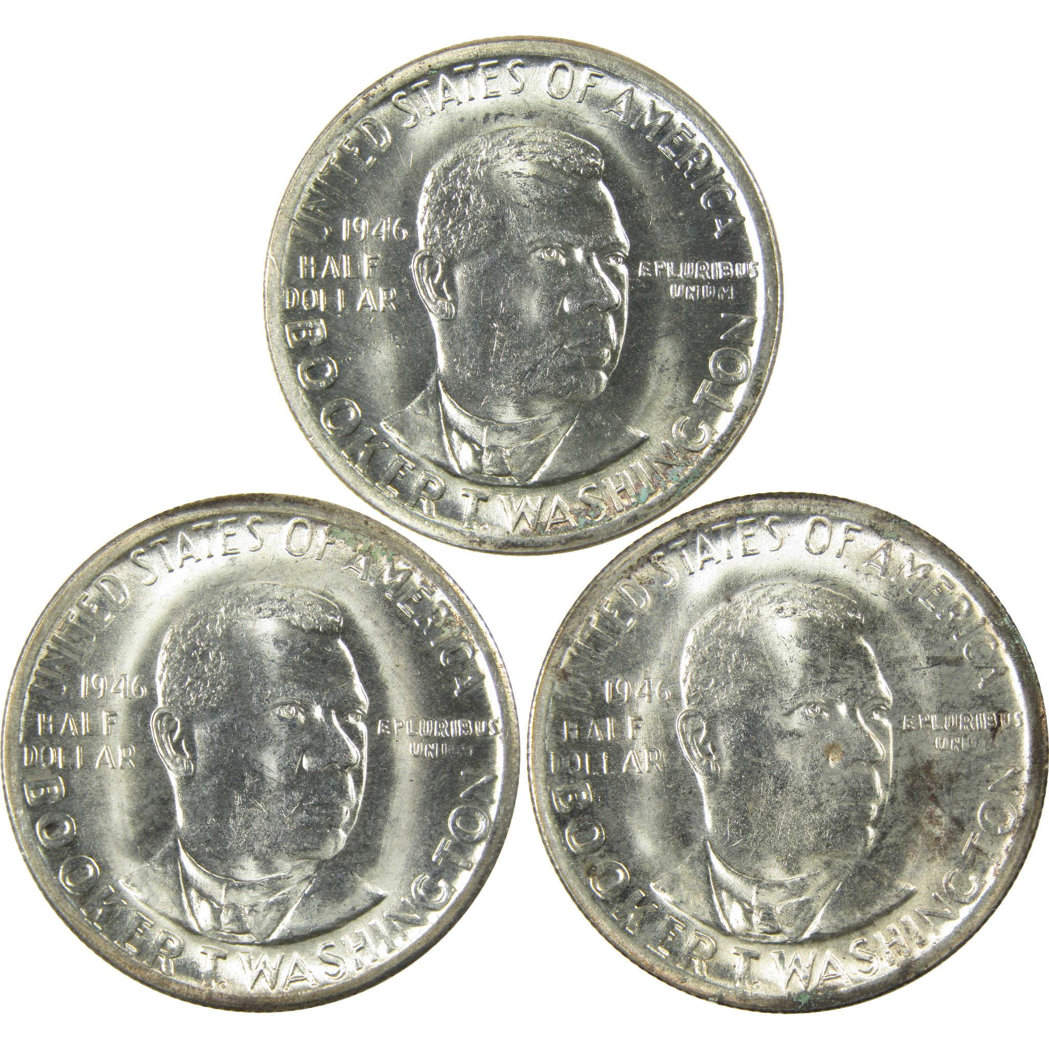 1946 Booker T Washington Half Dollar 3 Coin PDS Set Uncirculated